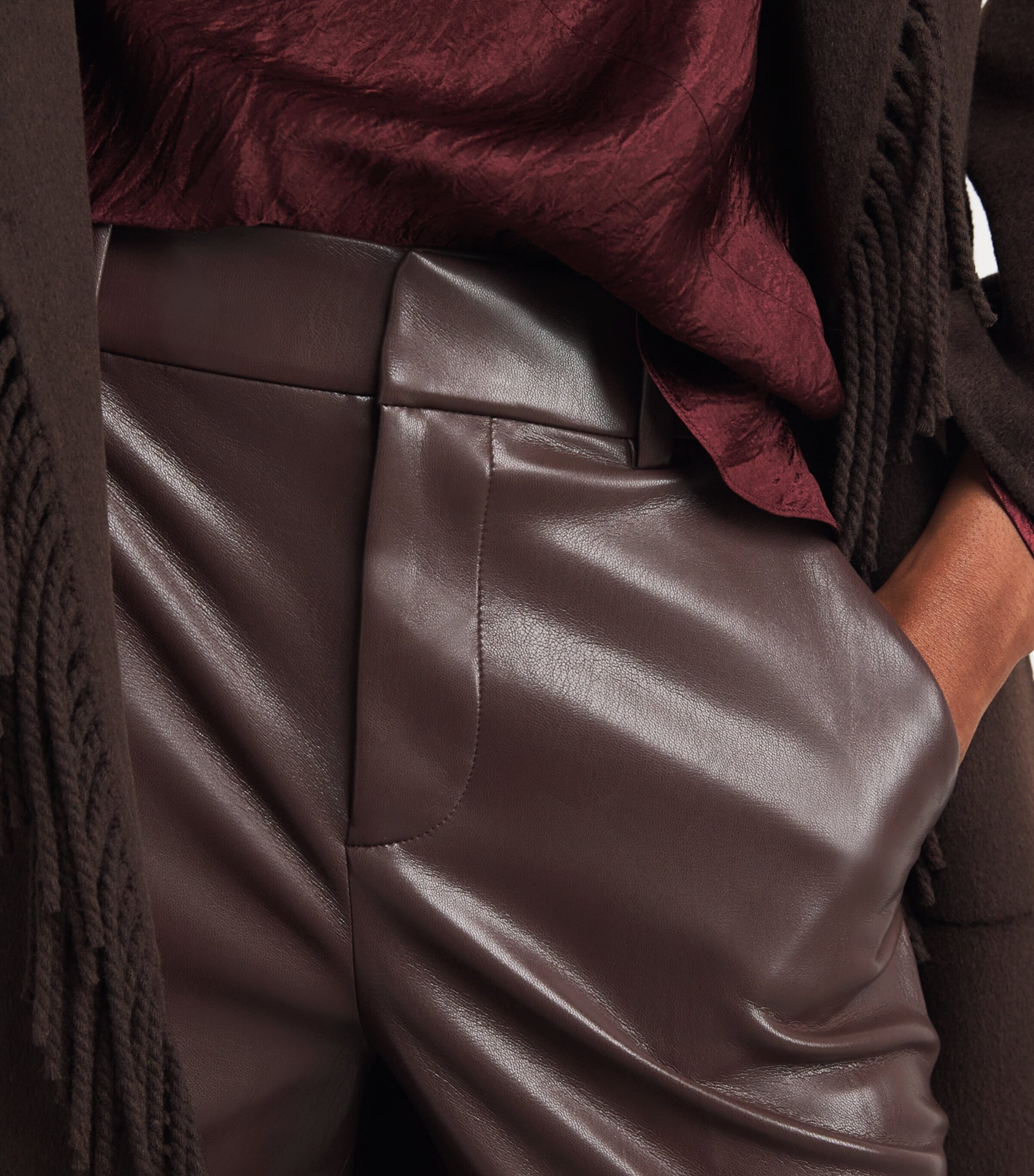 Vegan Leather Alexander Trousers DARK CHOCOLATE C201 Image 6