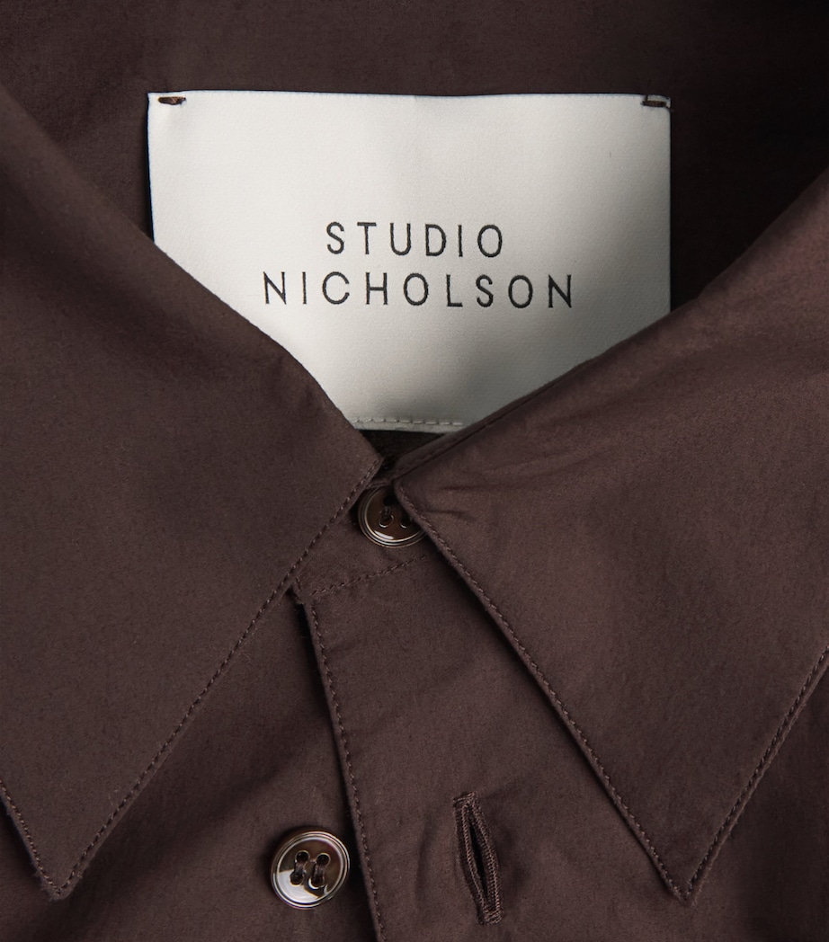Studio Nicholson Mens Cotton Poplin Boxy-Fit Shirt Cocoa Image 6