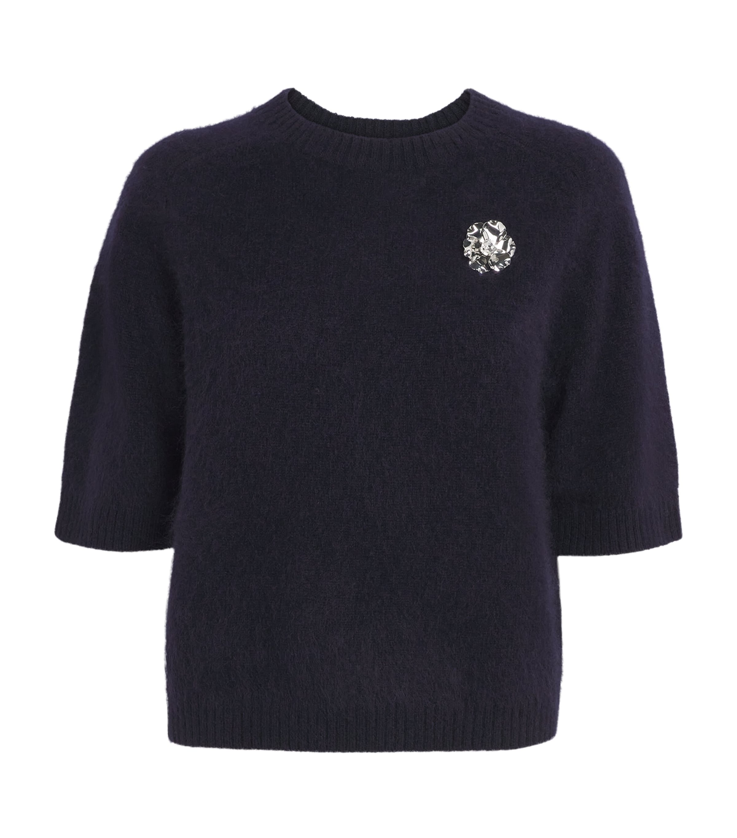 Maje Womens Brooch-Detail Sweater Navy Image 1