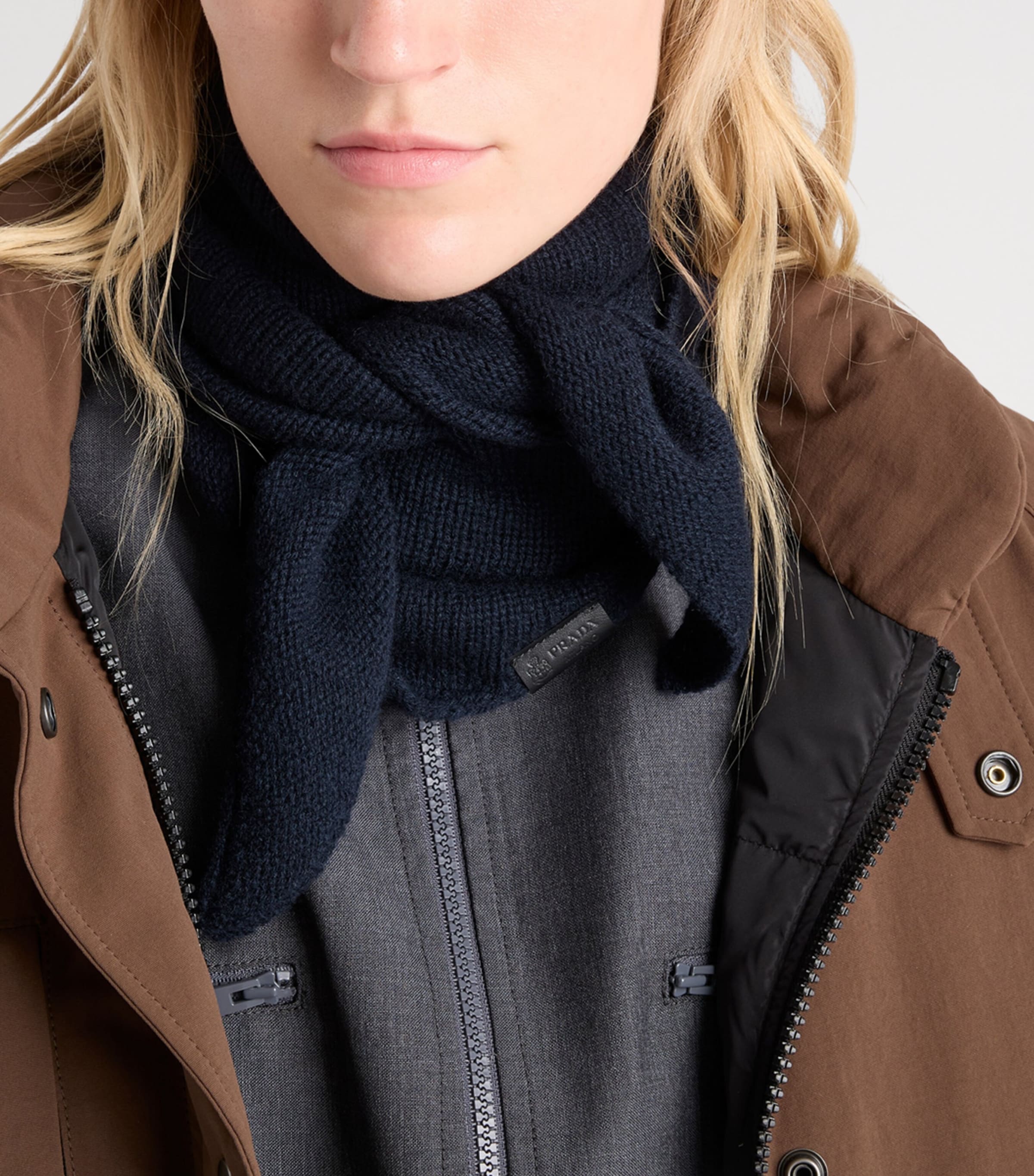 Prada Womens Cashmere Triangular Shawl Blue Image 2