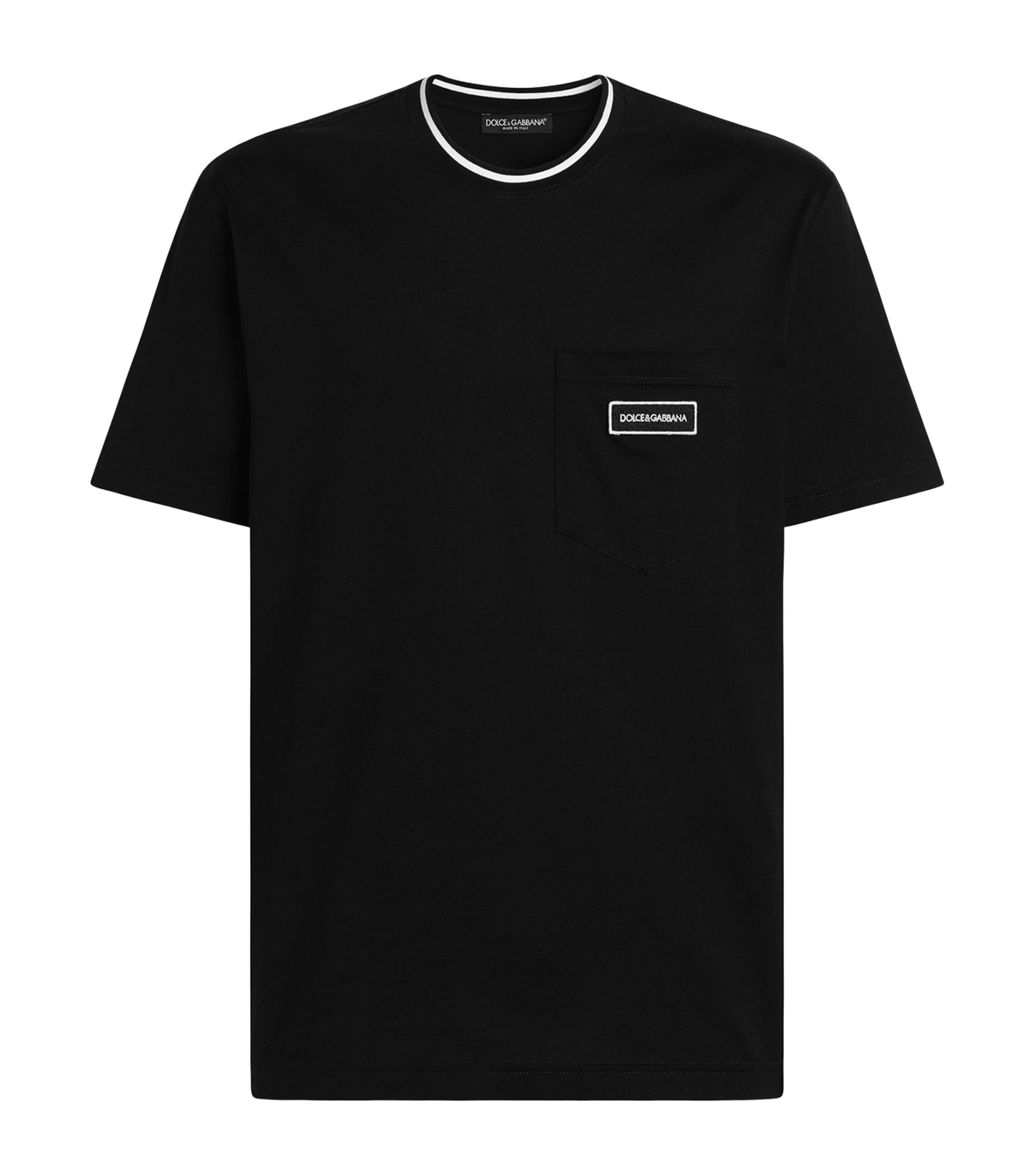 Dolce&Gabbana Mens Logo Patch T-Shirt Black Image 1