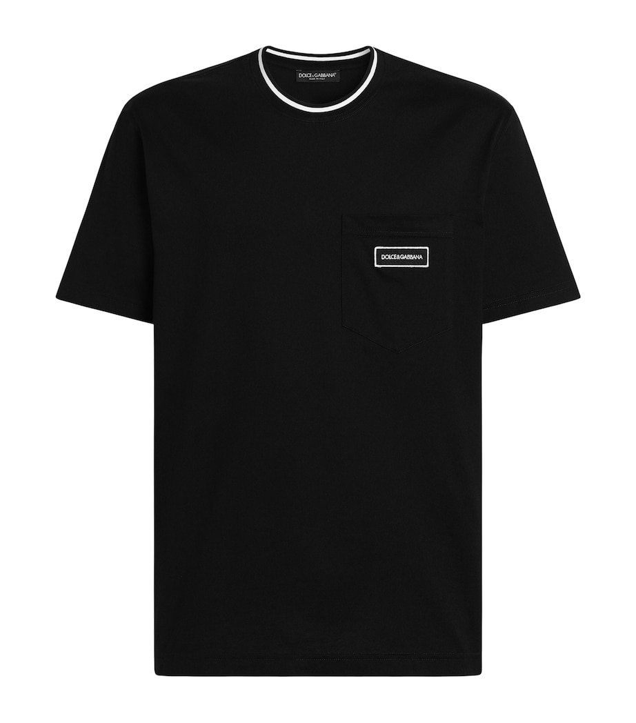Dolce&Gabbana Mens Logo Patch T-Shirt Black Image 1