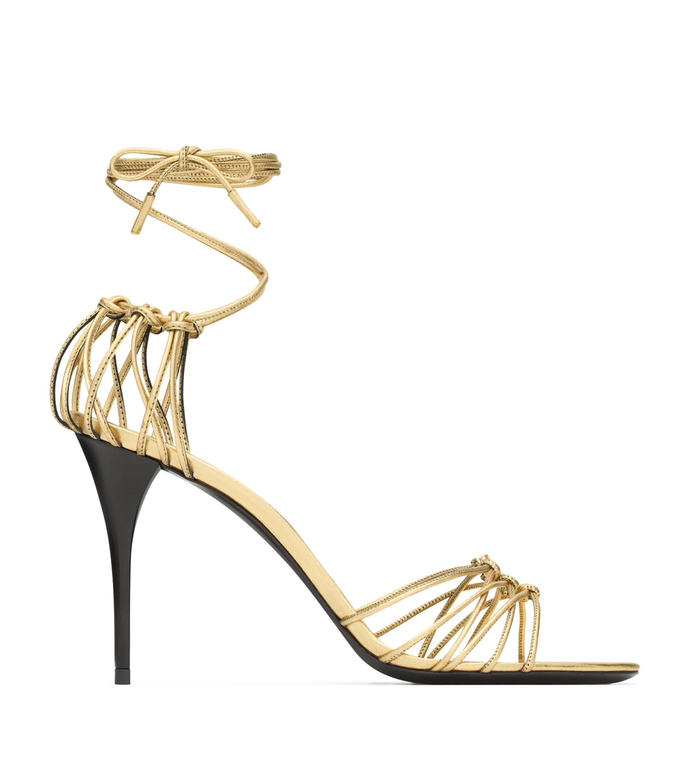 Shop Saint Laurent Leather Babylone Sandals 90 In Metallic