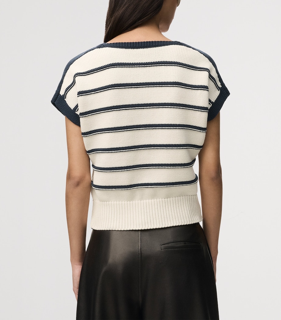 LOEWE Womens Cotton-Wool Stripe Sweater White/navy Blue Image 4
