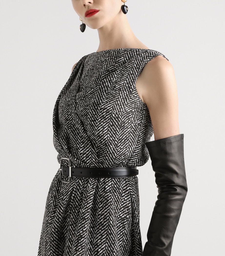 Silk Draped Midi Dress CHEVRON BCO/NERO Image 3