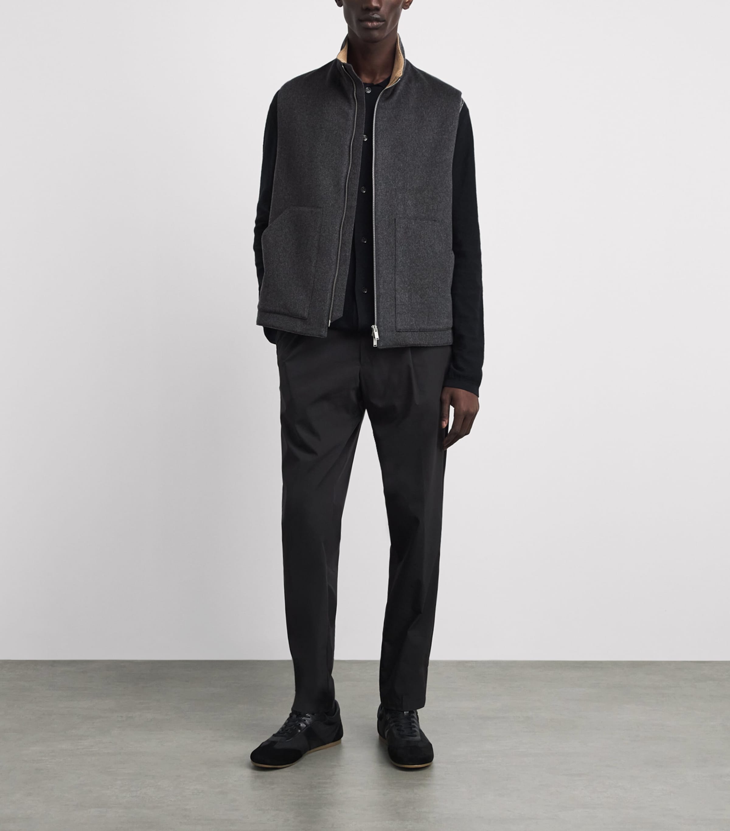 Lardini Mens Virgin Wool-Cashmere Gilet Grey Image 2