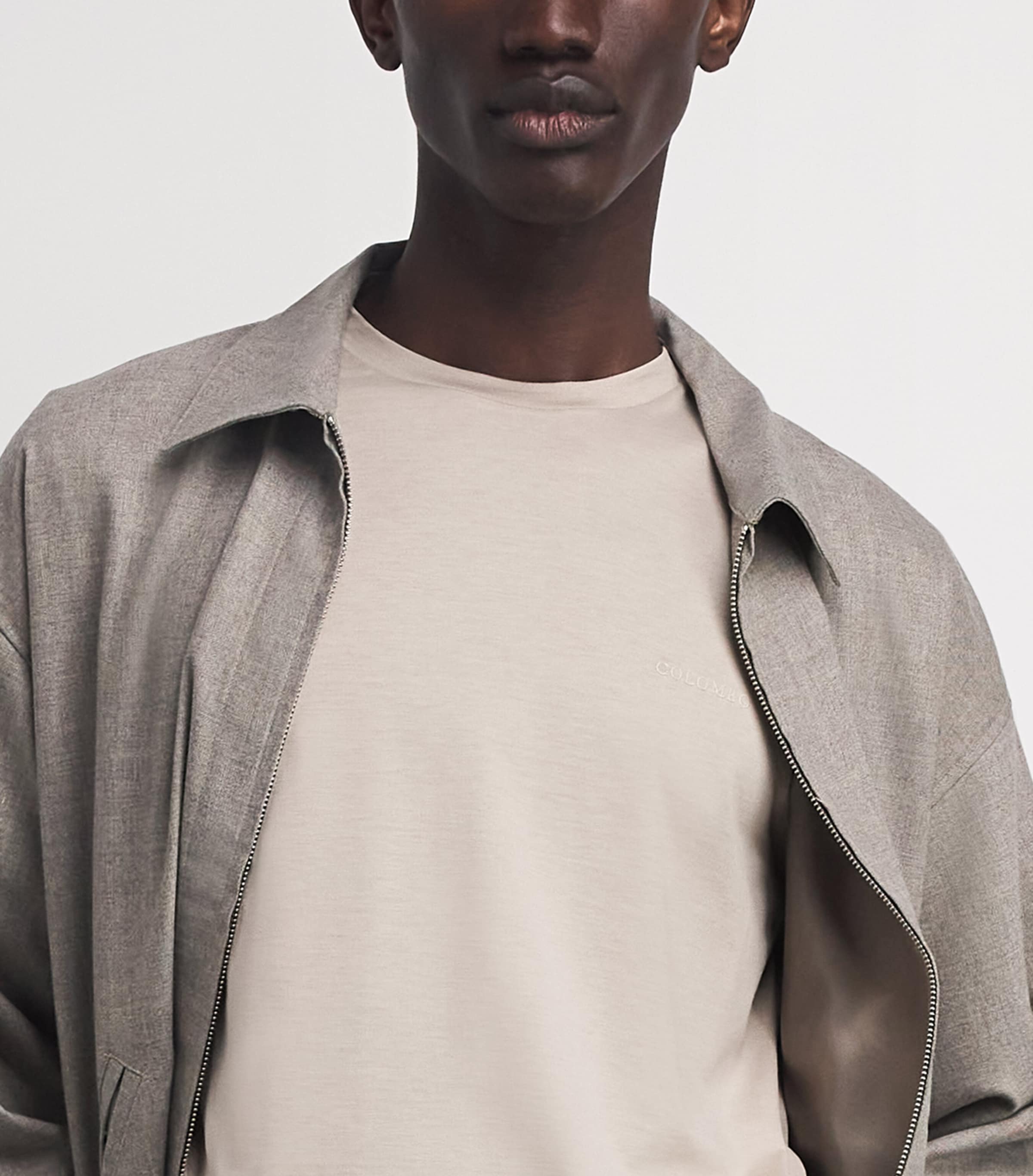 Colombo Mens Silk-Cotton T-Shirt Beige Image 3