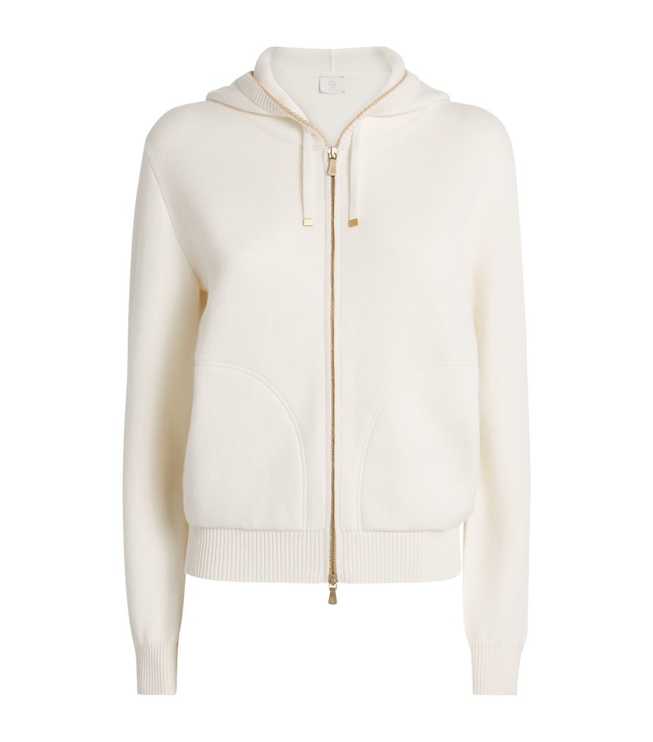 Cashmere-Cotton Blend Zip-Up Hoodie PANNA Image 1