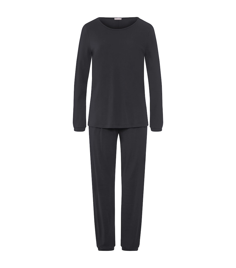 Hanro Womens Cotton Franca Pyjama Set Phantom Image 1