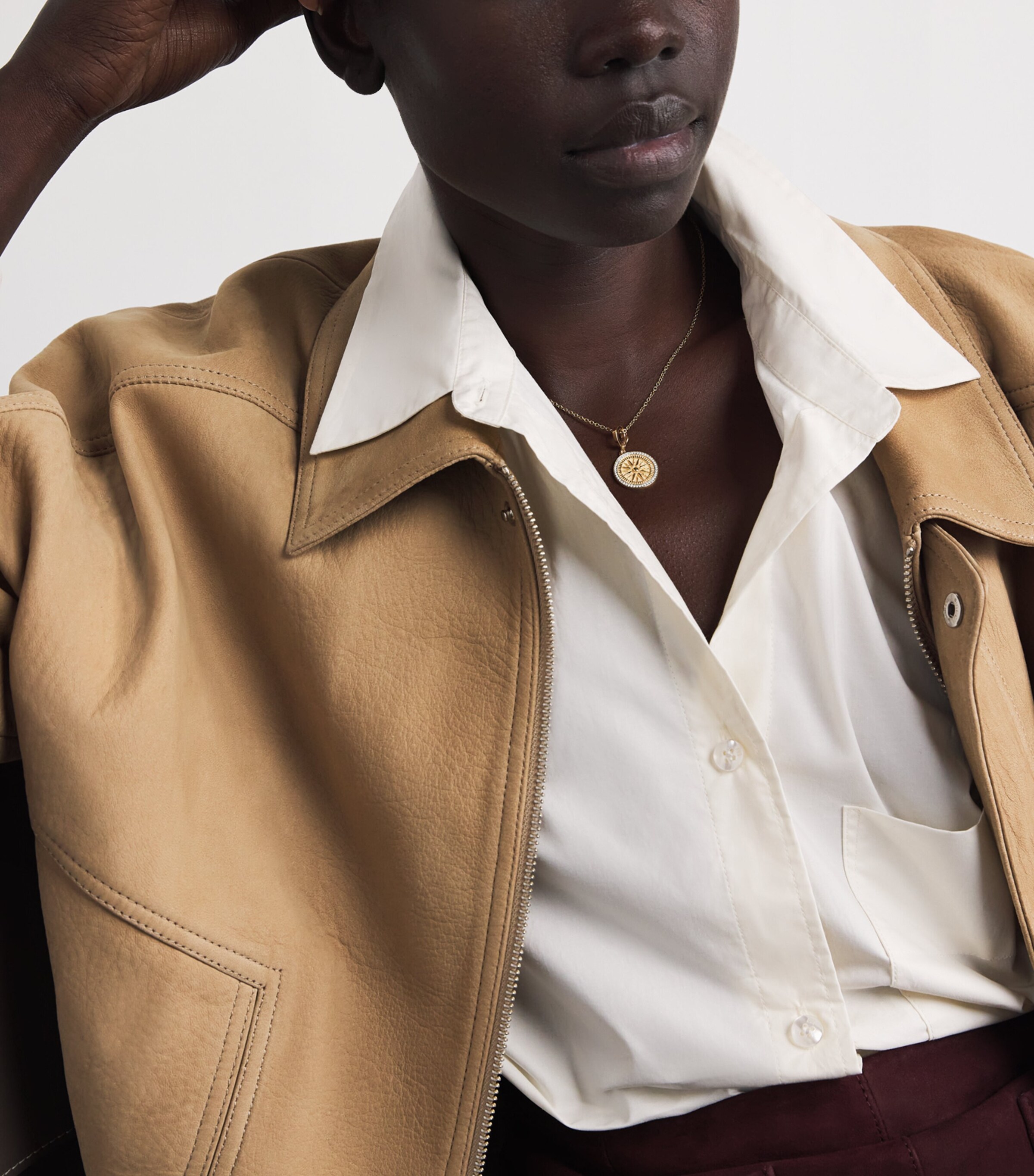 Small Yellow Gold and Diamond Sunburst Coin Charm YELLOW GOLD Image 2