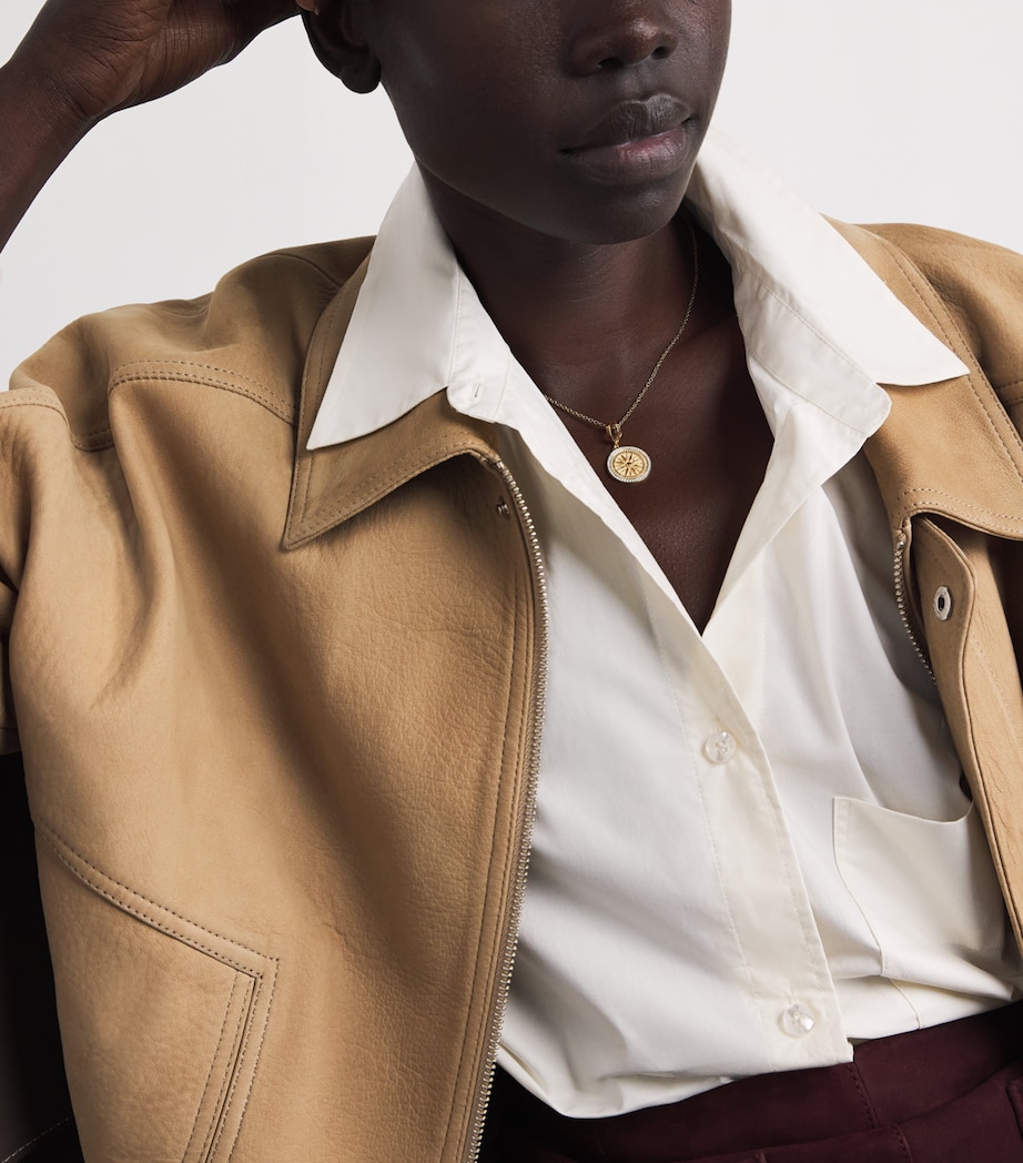 Small Yellow Gold and Diamond Sunburst Coin Charm YELLOW GOLD Image 2