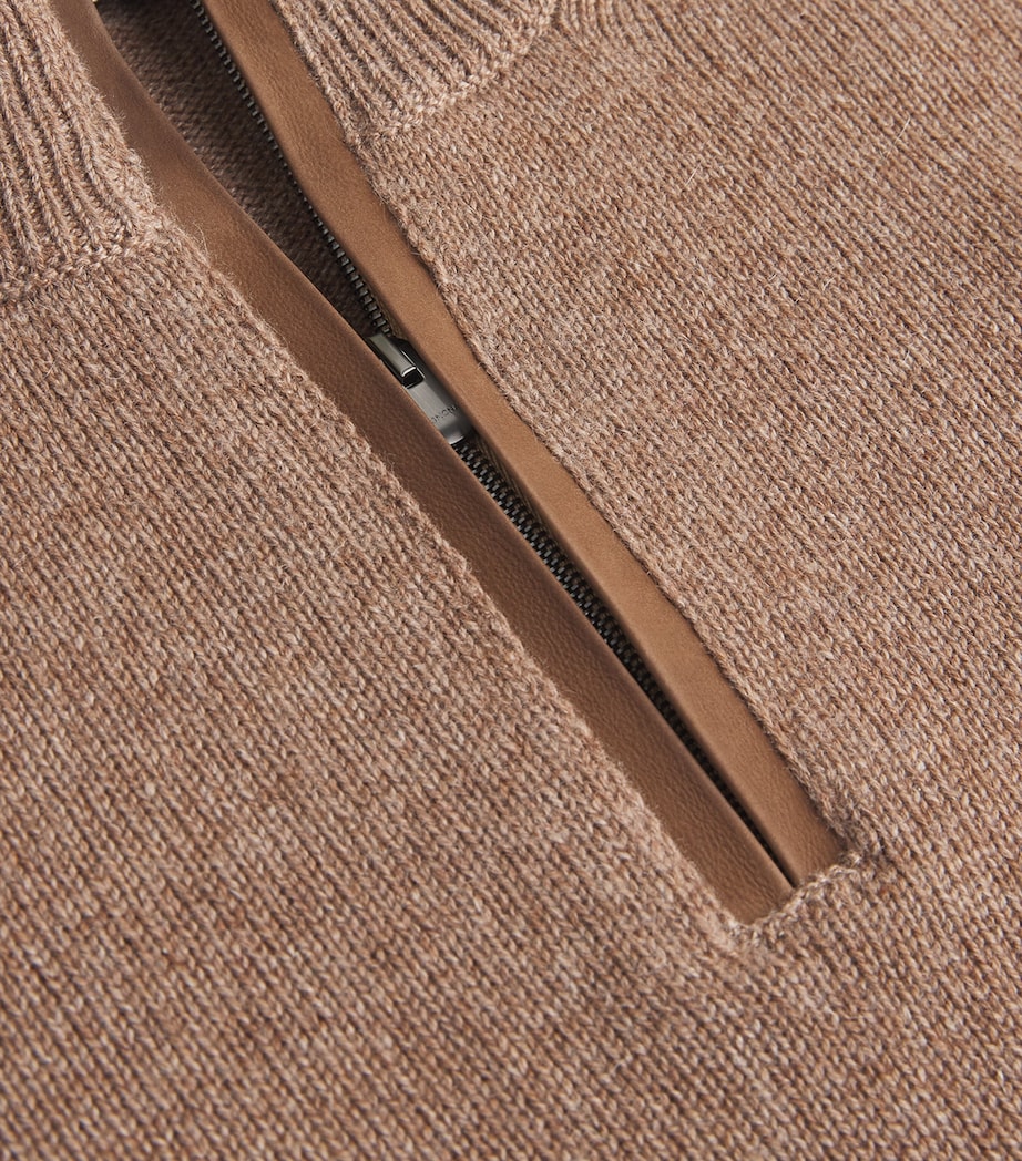 Cashmere Quarter-Zip Sweater M23 - BRN -DRK CAMEL Image 5