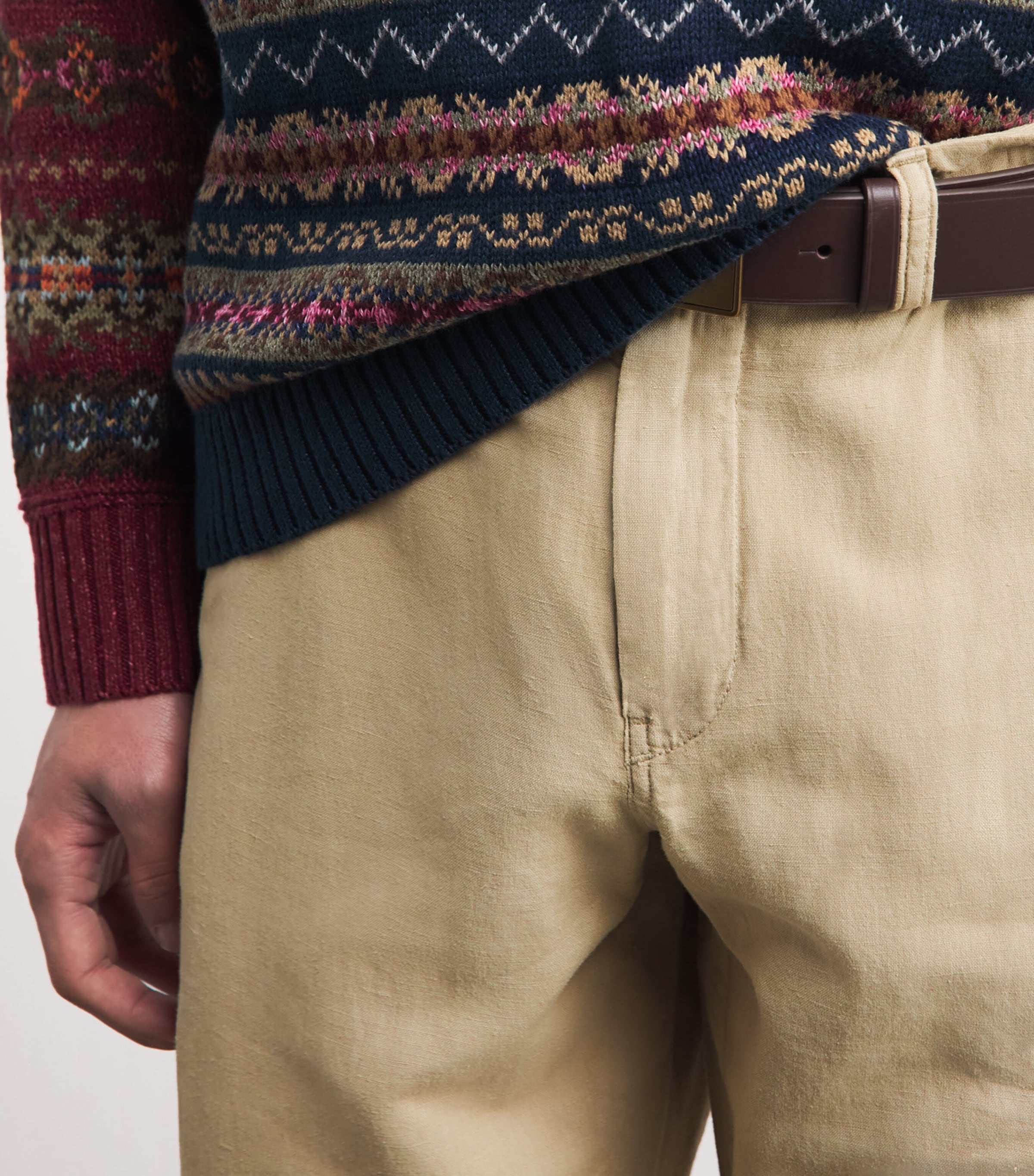 Polo Ralph Lauren Mens Linen-Cotton Straight Trousers Coastal Beige Image 3
