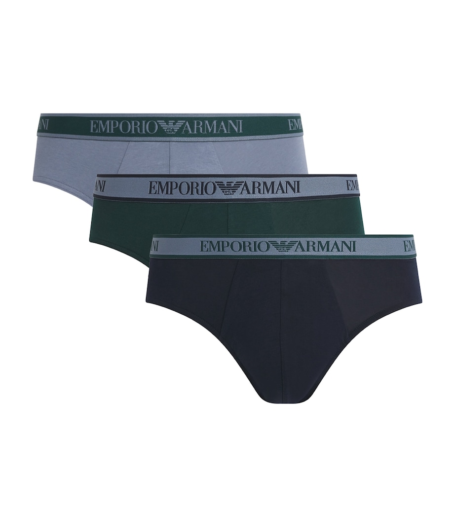 Stretch-Cotton Core Logo Briefs (Pack of 3) MB242 BLU/STONE/PINE Image 1