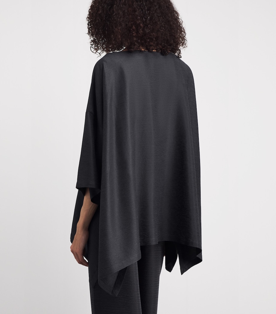 Eskandar Womens Silk Plissé Scoop-Neck Top Slate Image 5
