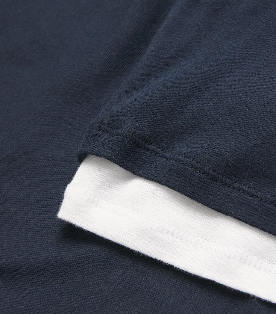 Cotton Layered Long-Sleeve T-Shirt NAVY/SOFT WHITE Image 5