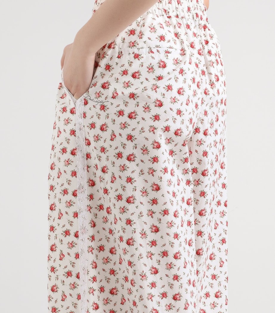 Dolce&Gabbana Womens Cotton-Blend Floral Trousers Rose Image 5