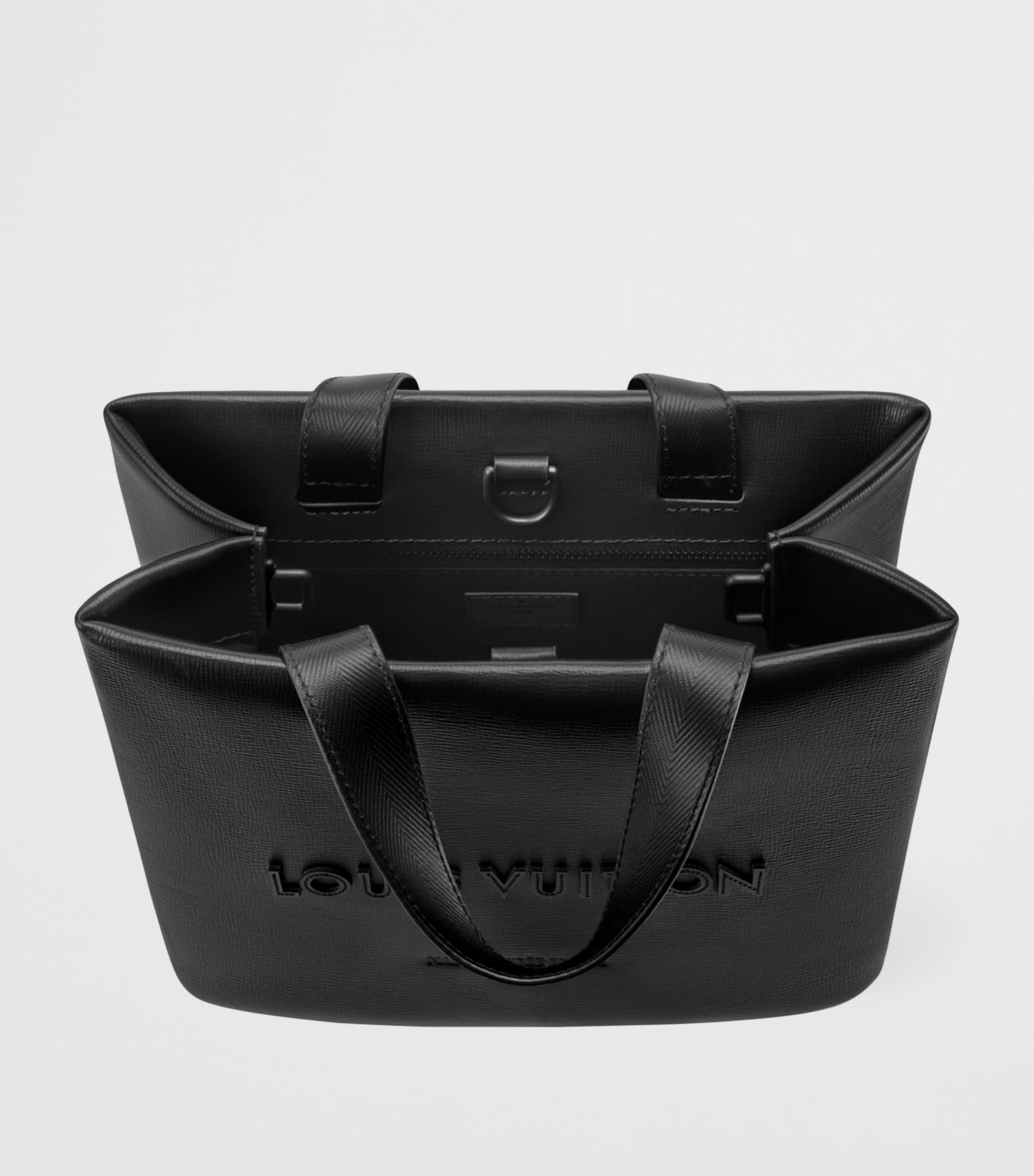 Mini Leather Shopper Tote Bag BLACK Image 5