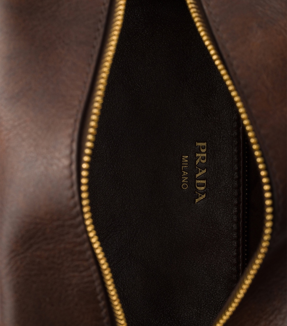 Prada Mini Antique Leather Carry Top-Handle Bag Brown Image 4