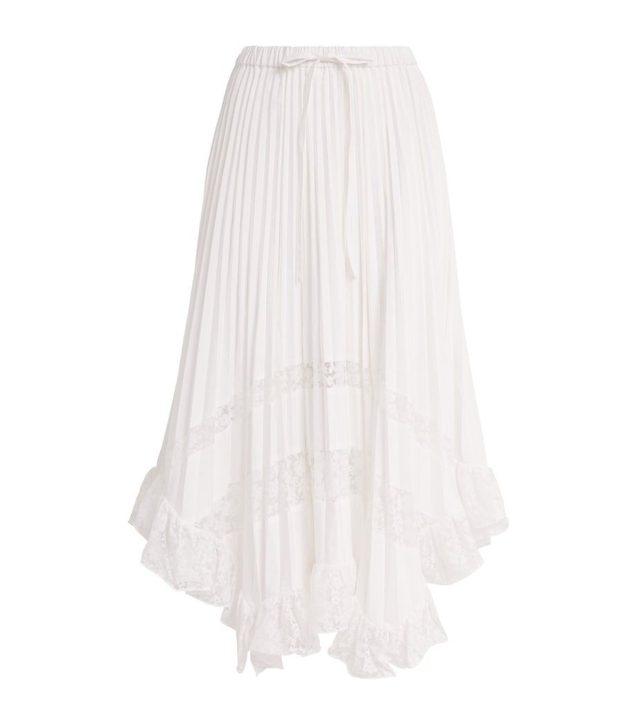 Claudie Pierlot Womens Lace-Insert Midi Skirt Ecru Image 1