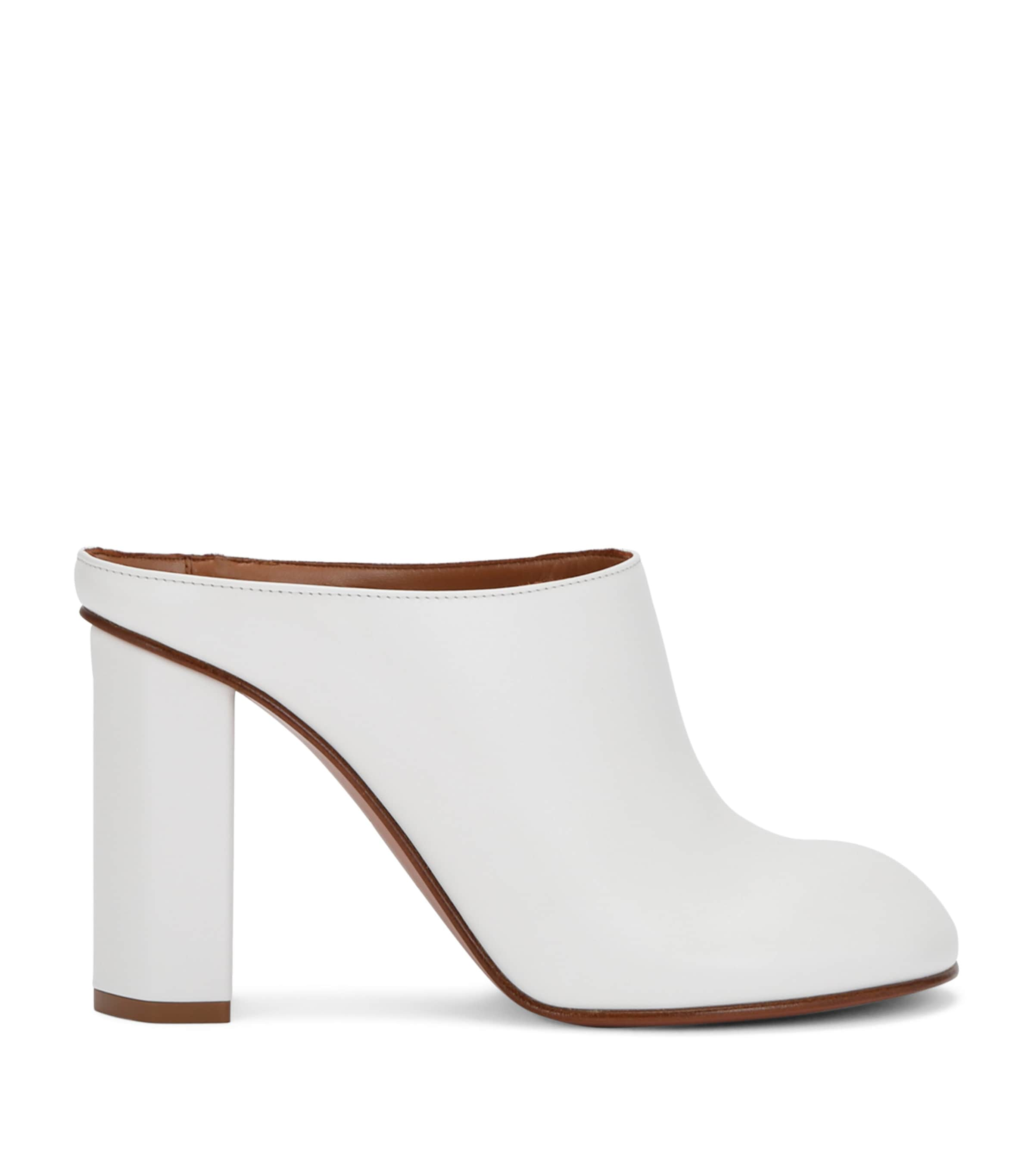 Alaïa Leather Heeled Mules 90 In White