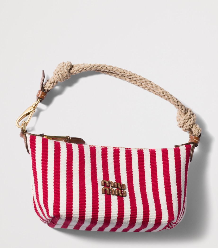 Miu Miu Cotton Stripe Pouch Bag Red Image 4