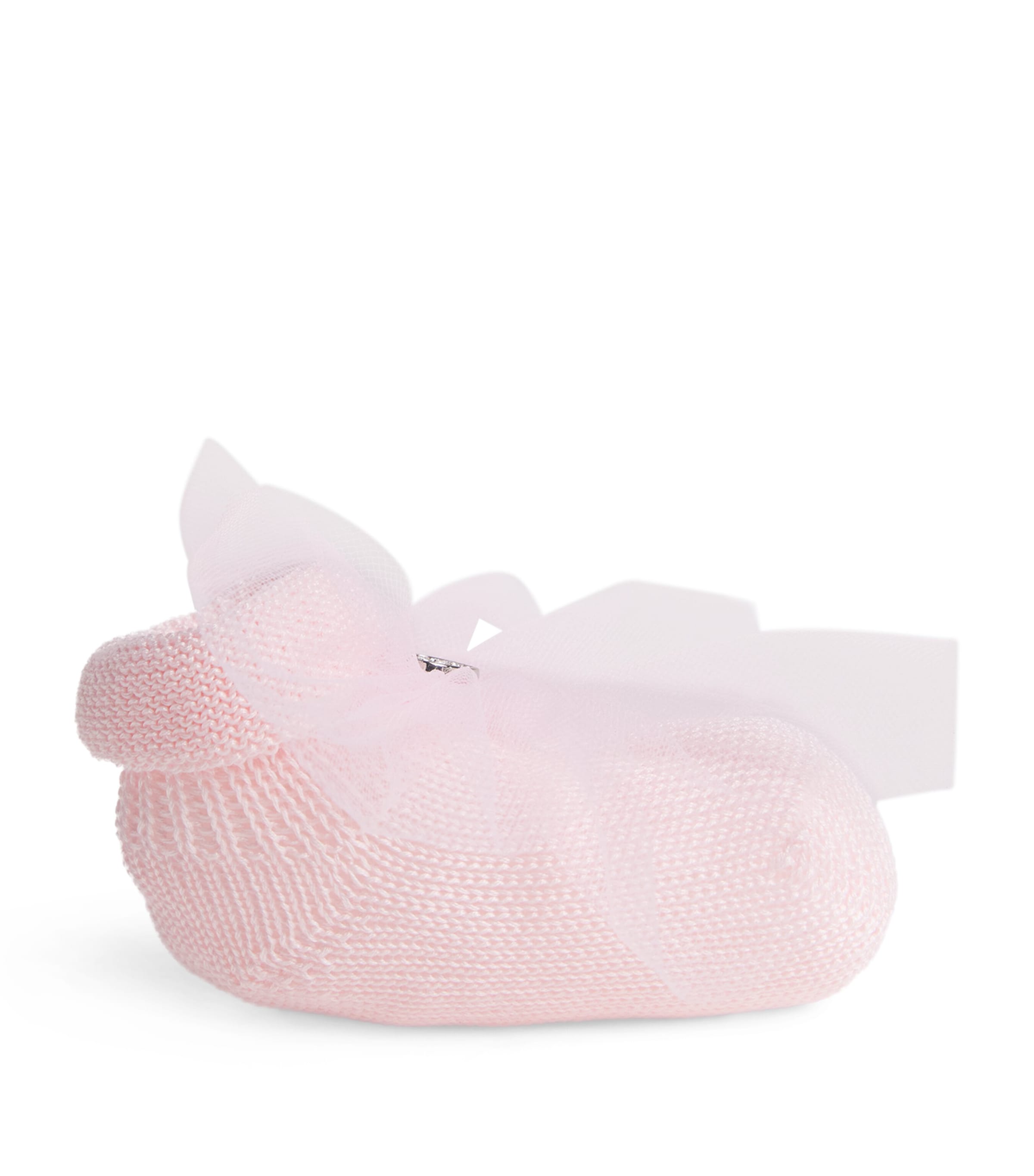 Monnalisa Bow-Detail Socks (0-9 Months) Antique Pink Image 1