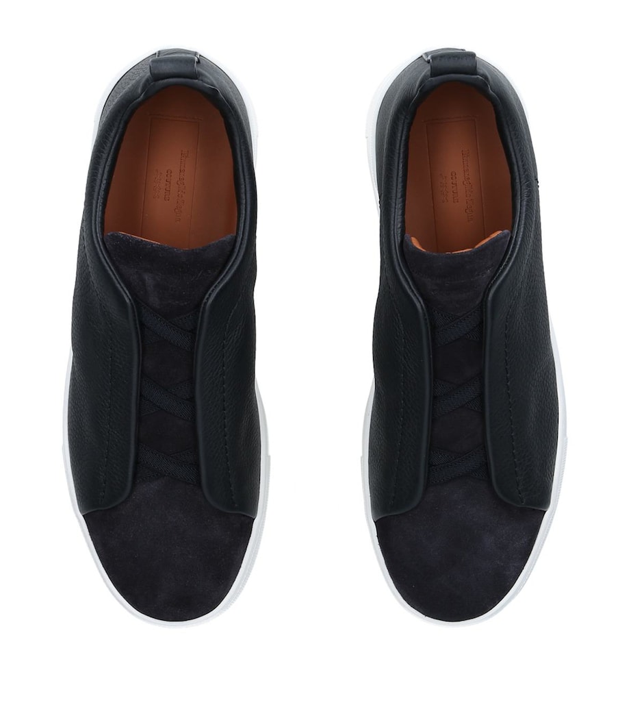 Leather Triple Stitch Sneakers NAVY Image 4