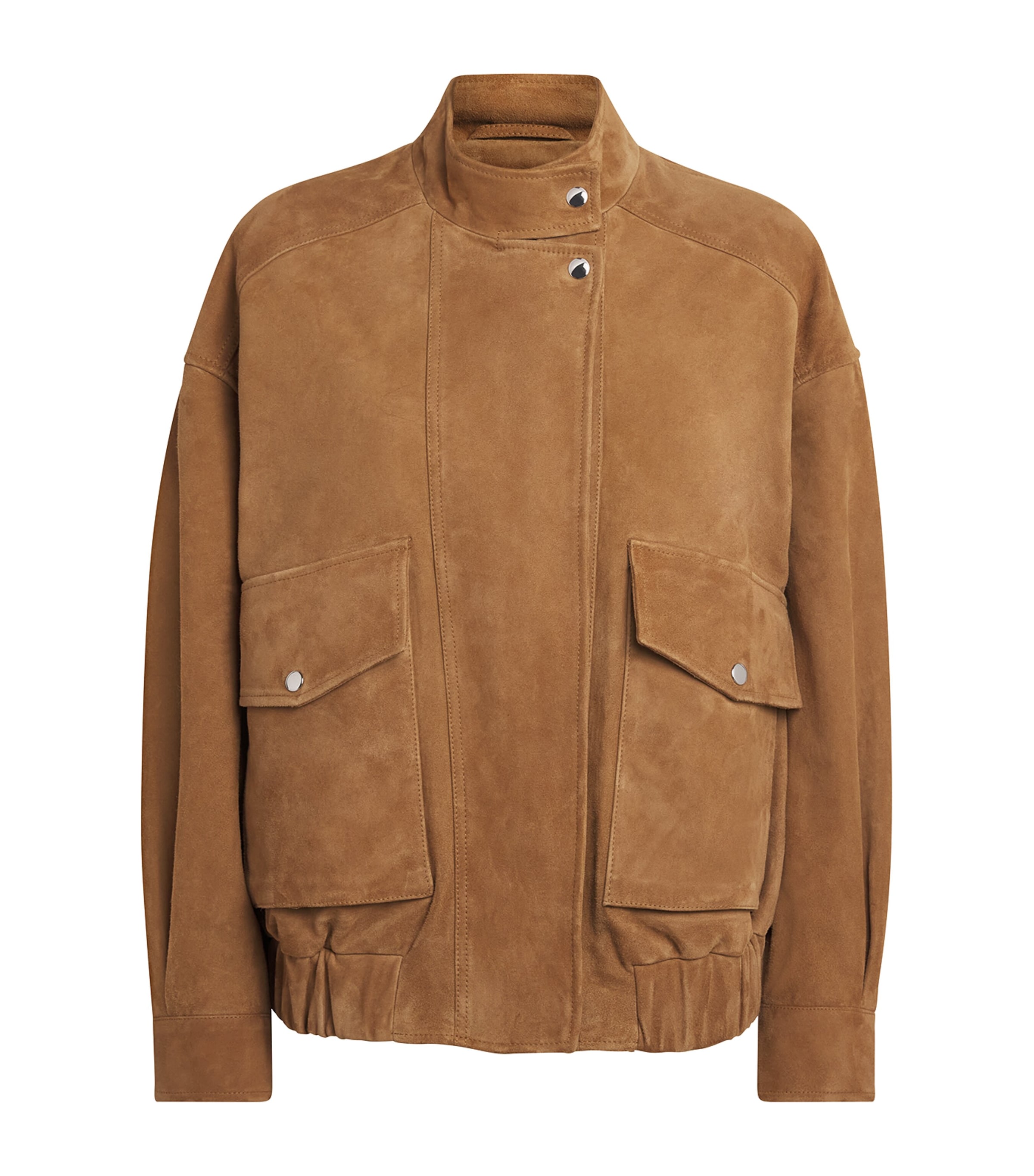 CHAROUX Womens Suede Tunnel Aviator Jacket Tan Image 1