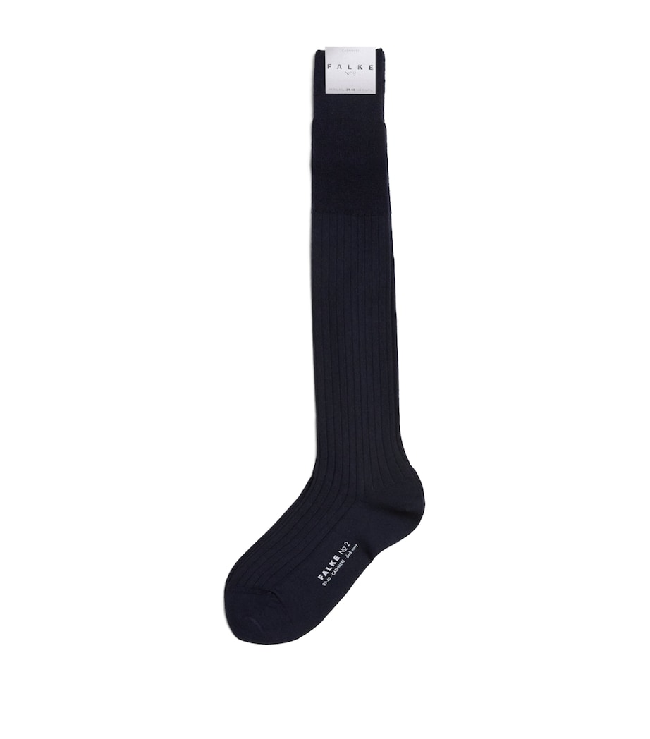 Falke Mens Cashmere-Blend No.2 Long Socks Dark Navy Image 1