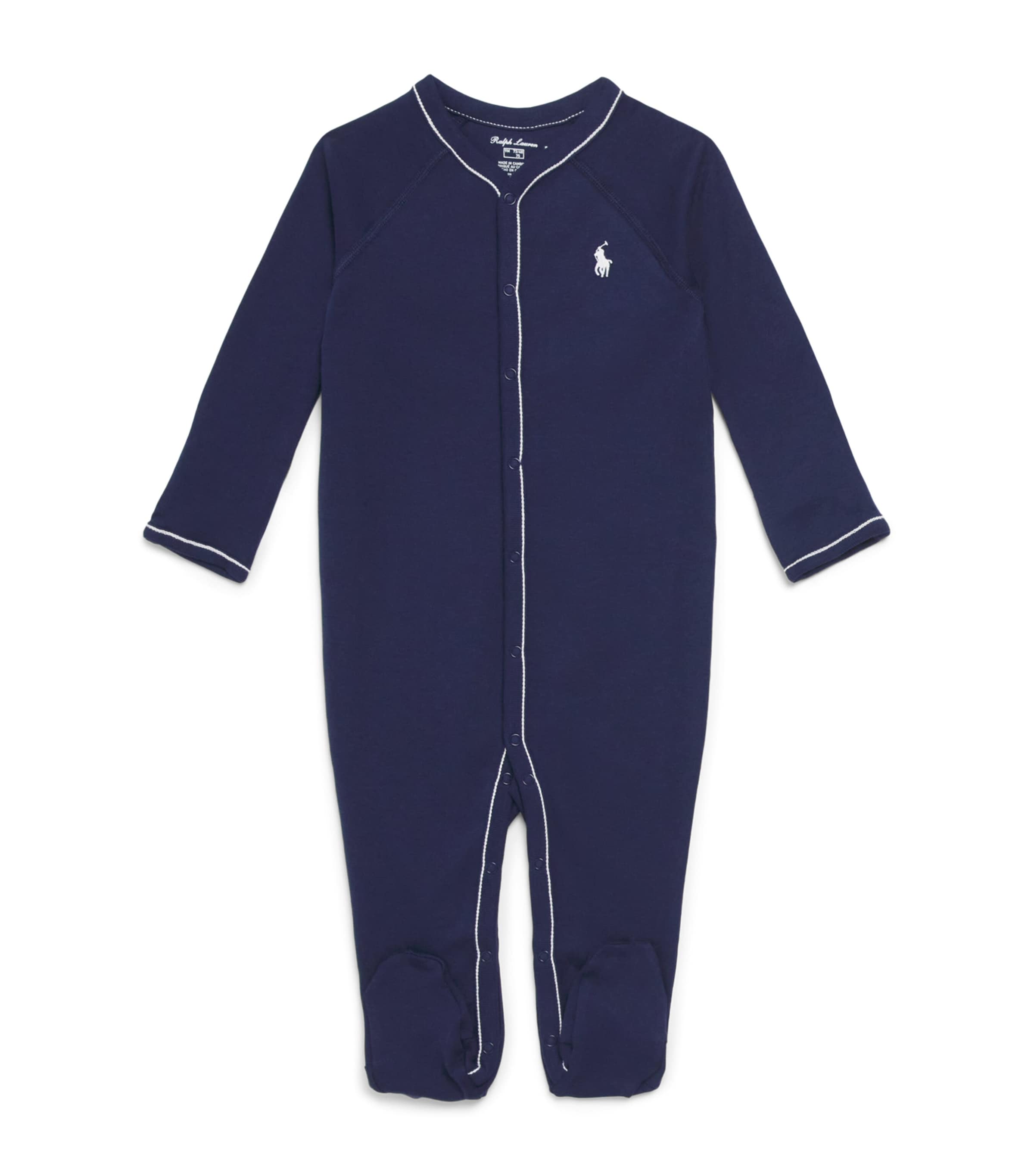 Ralph Lauren Kids Cotton Polo Pony All-In-One (0-12 Months) Refined Navy Image 1