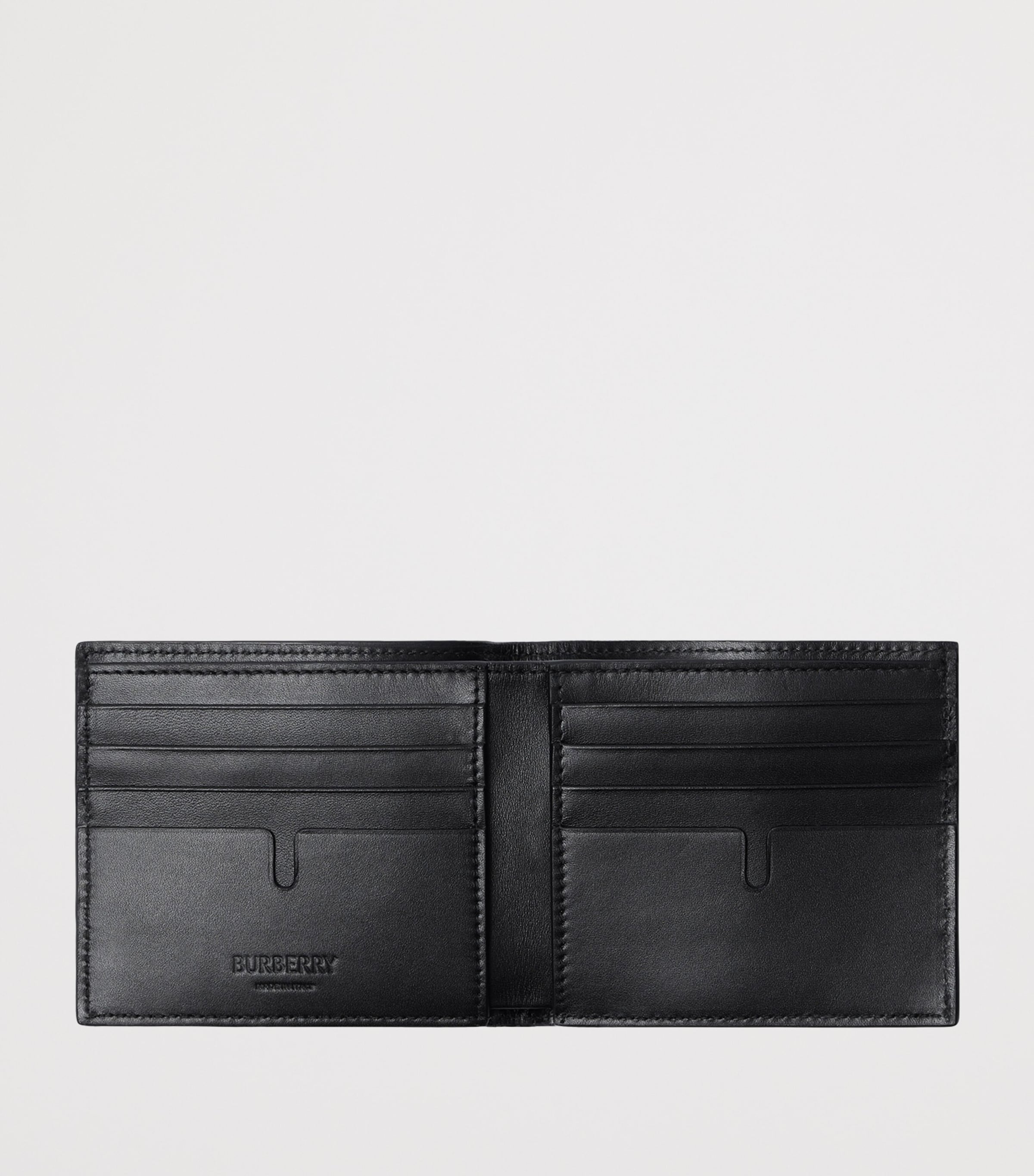 Leather Embossed Check Bifold Wallet BLACK Image 3