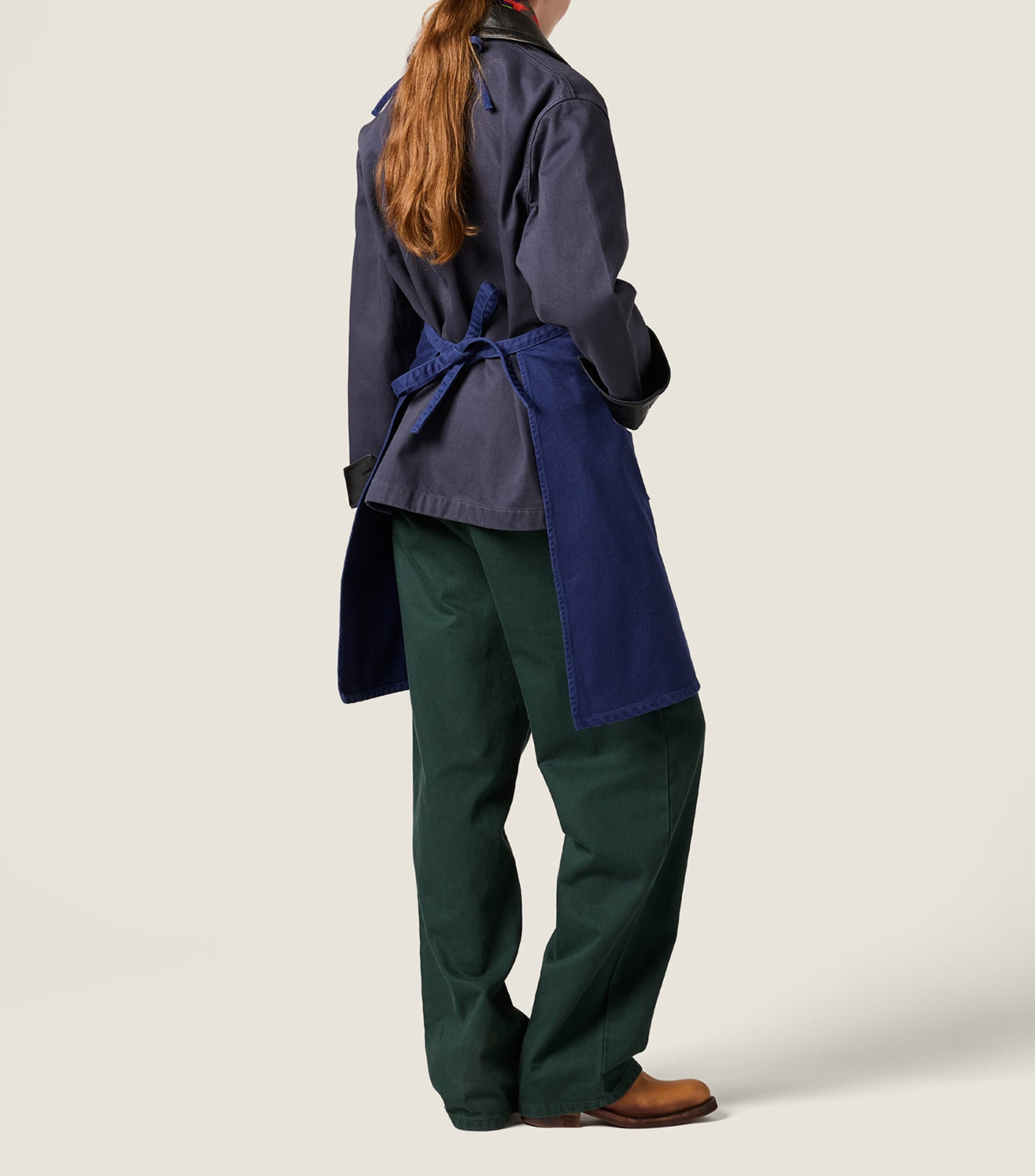 Miu Miu Womens Garment-Dyed Gabardine Apron Blue Image 3