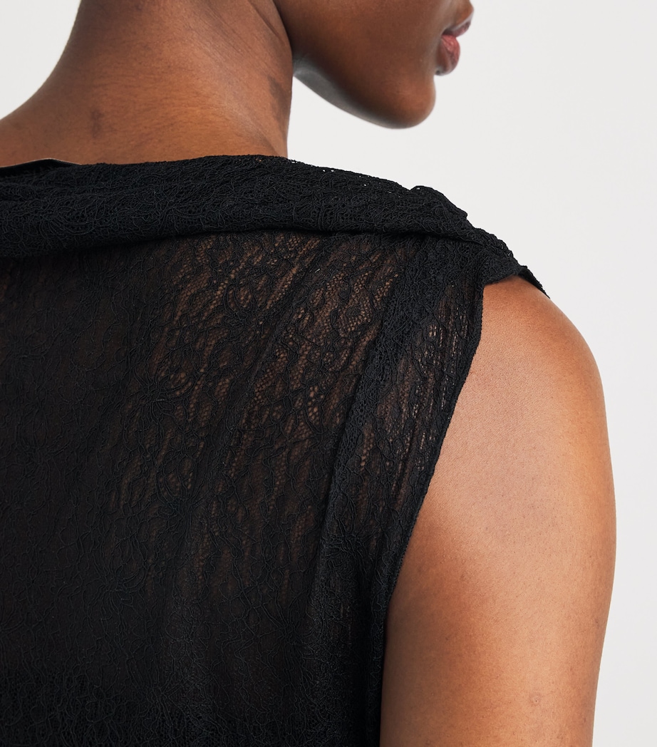 Lace Aperture Midi Dress DBLK BLACK Image 4
