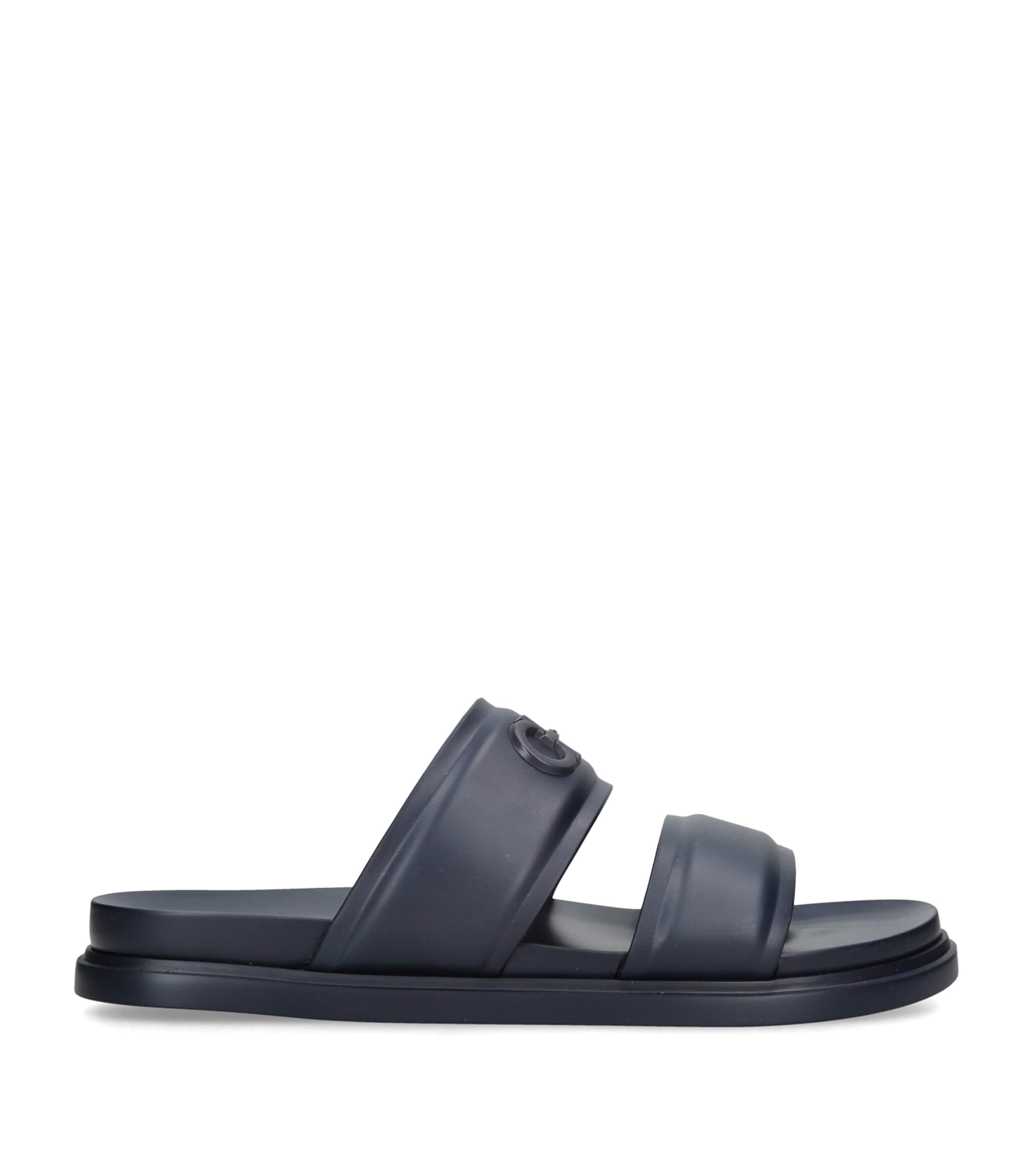 Salvatore Ferragamo Leather Gancini Sandals Navy Image 1