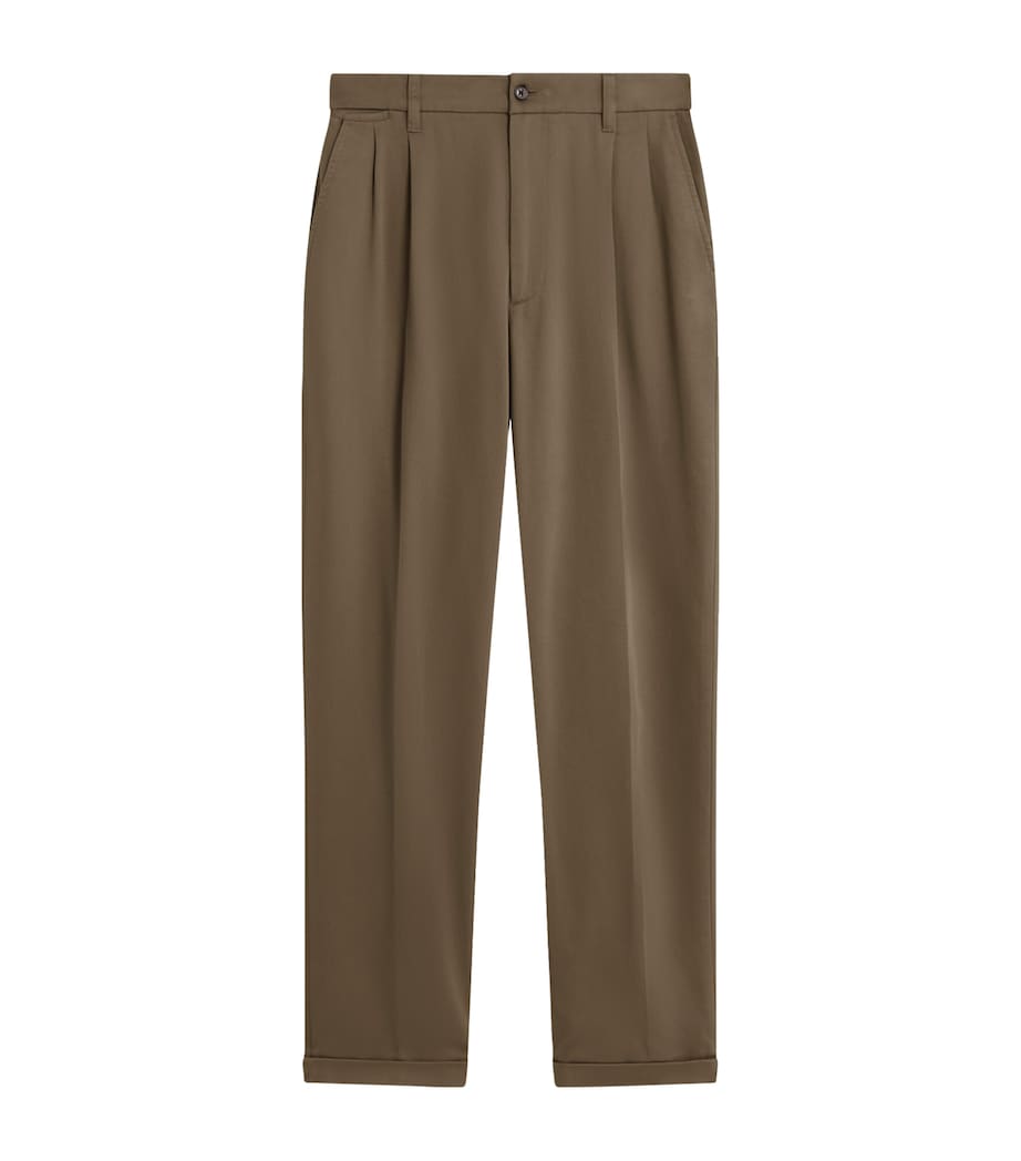 Stretch-Cotton Twill Double-Pleat Chinos 102KHAKI Image 1