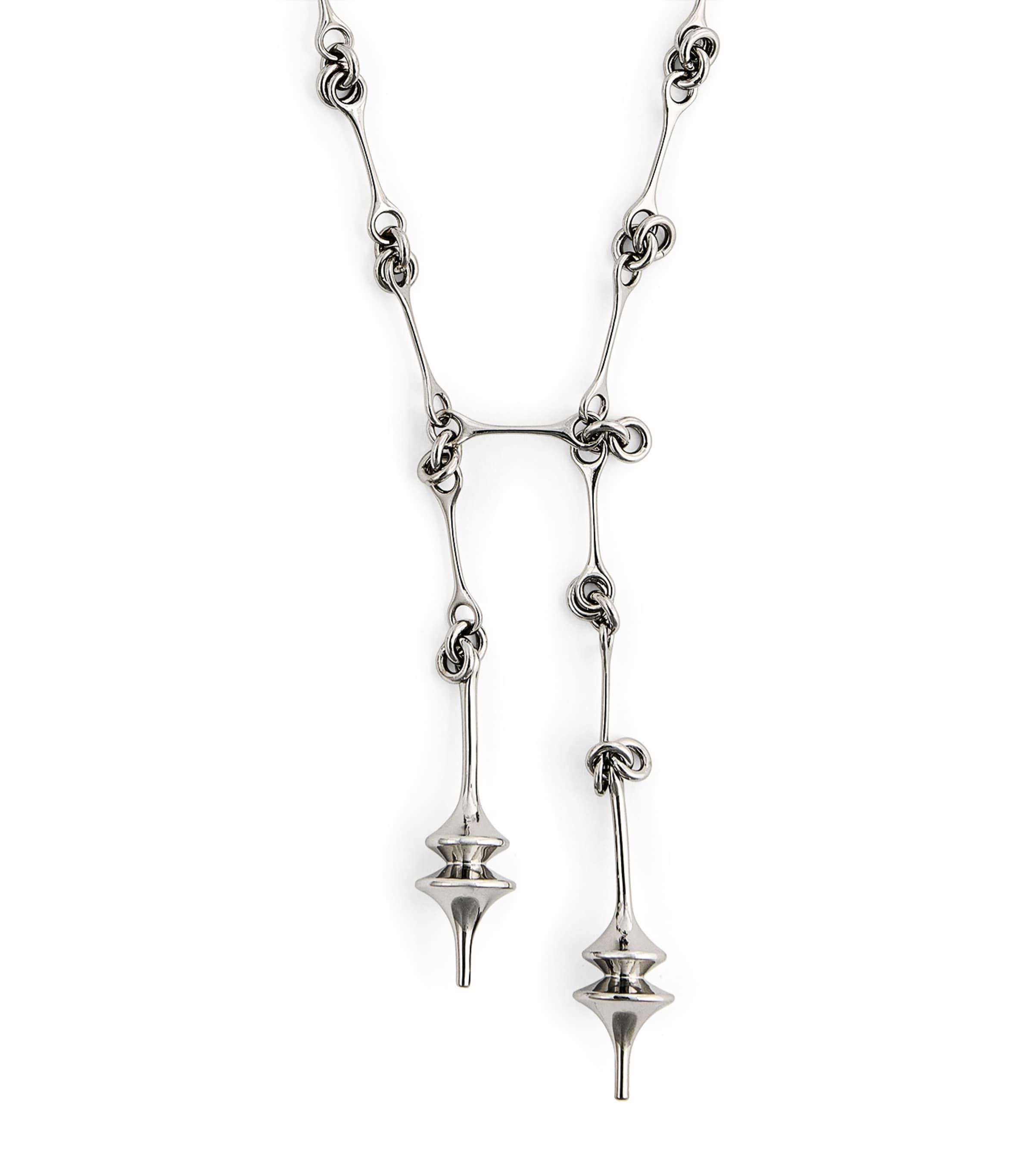Max Mara Double Pendant Necklace In Grey