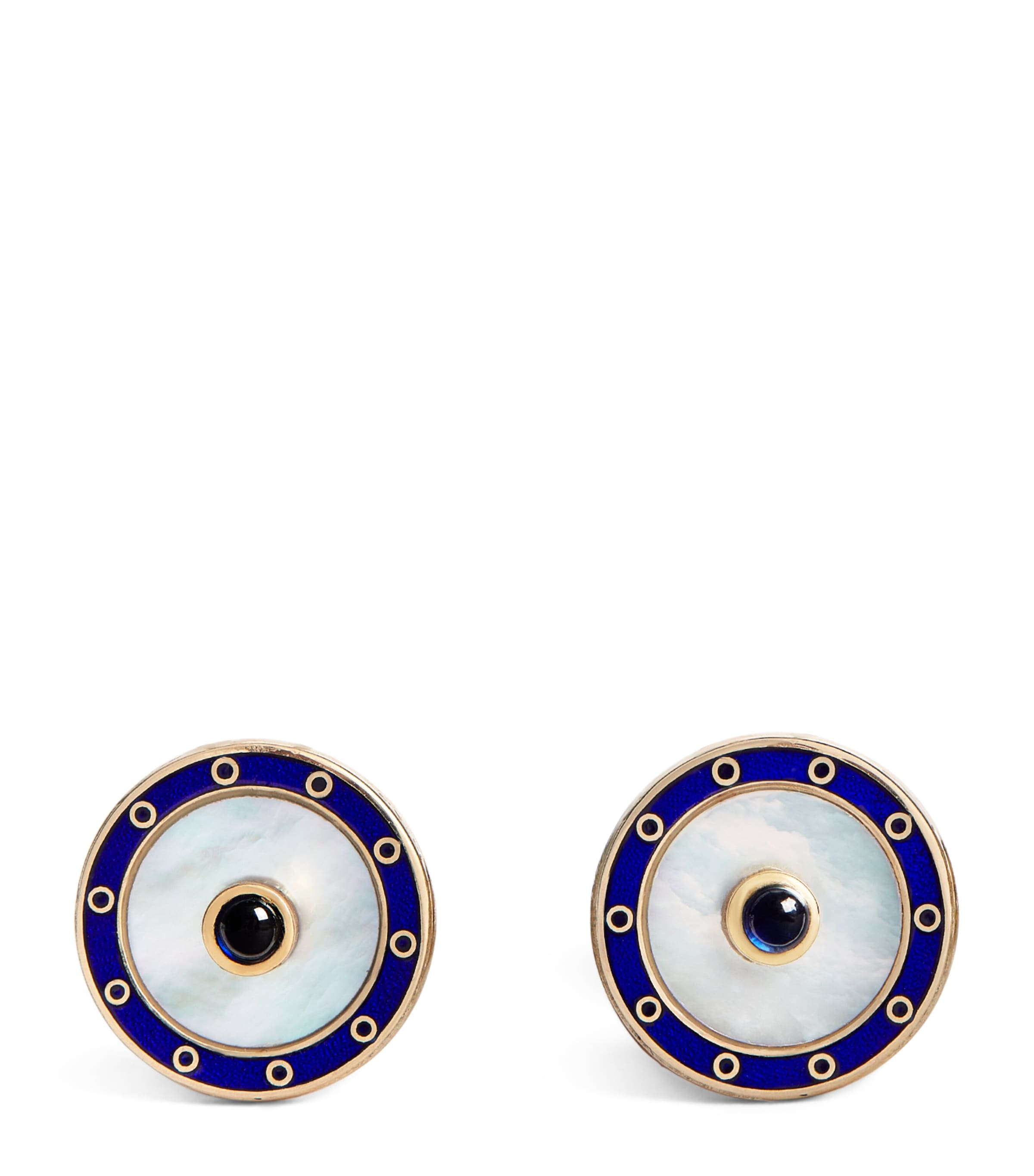 Deakin & Francis Yellow Gold And Sapphire Chain-link Cufflinks In Multi