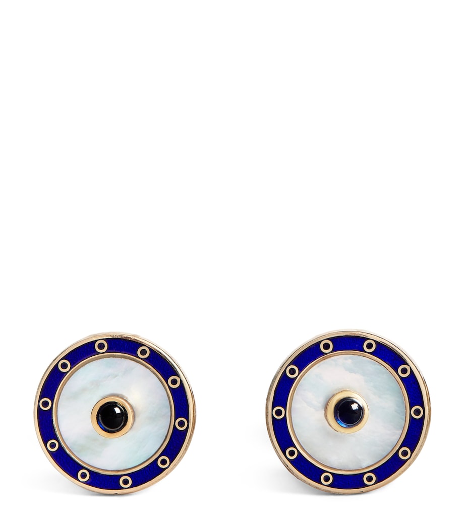Yellow Gold and Sapphire Chain-Link Cufflinks BLUE Image 1
