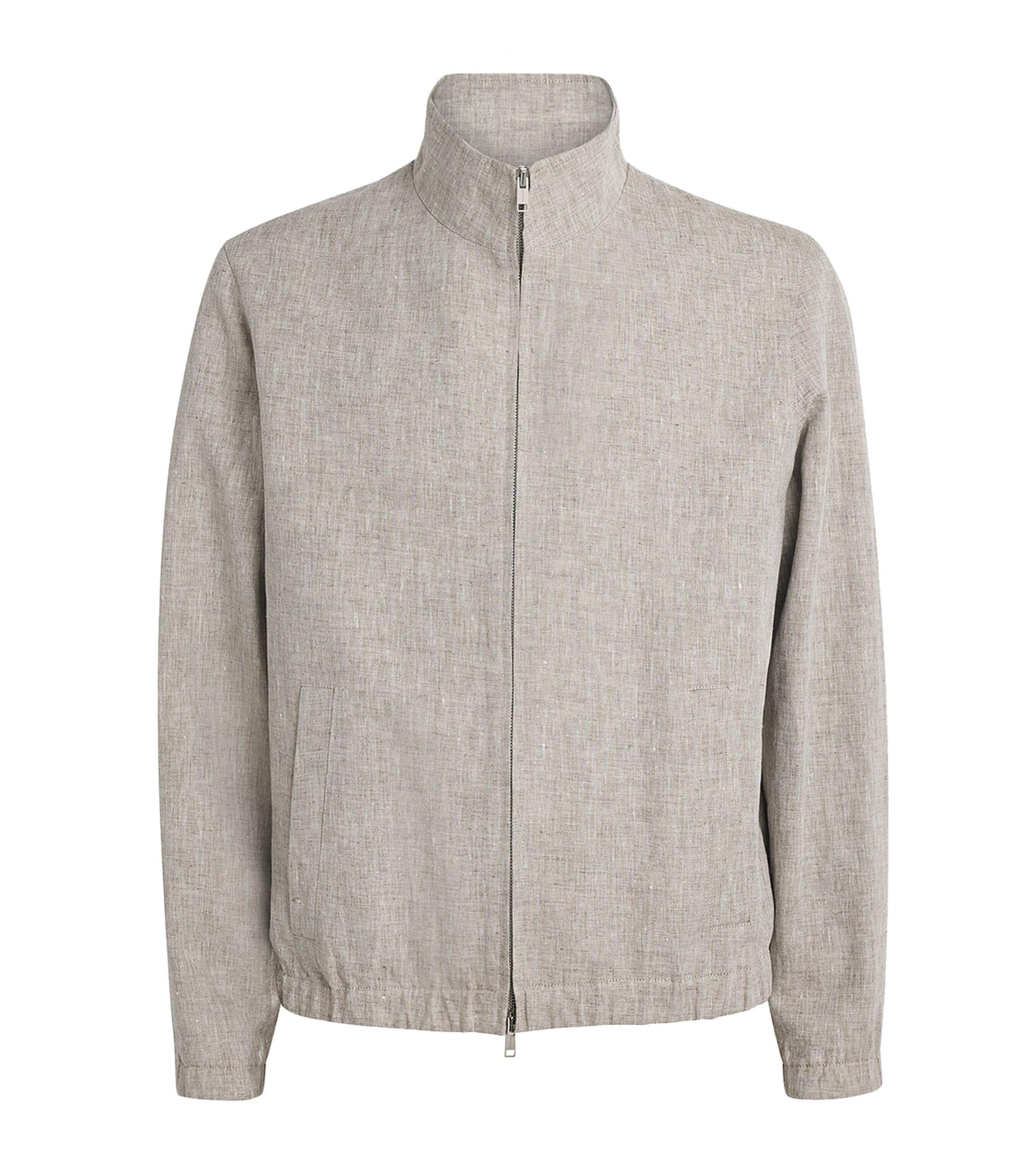 Yves Salomon Mens Linen Zip-Up Jacket Lin Image 1