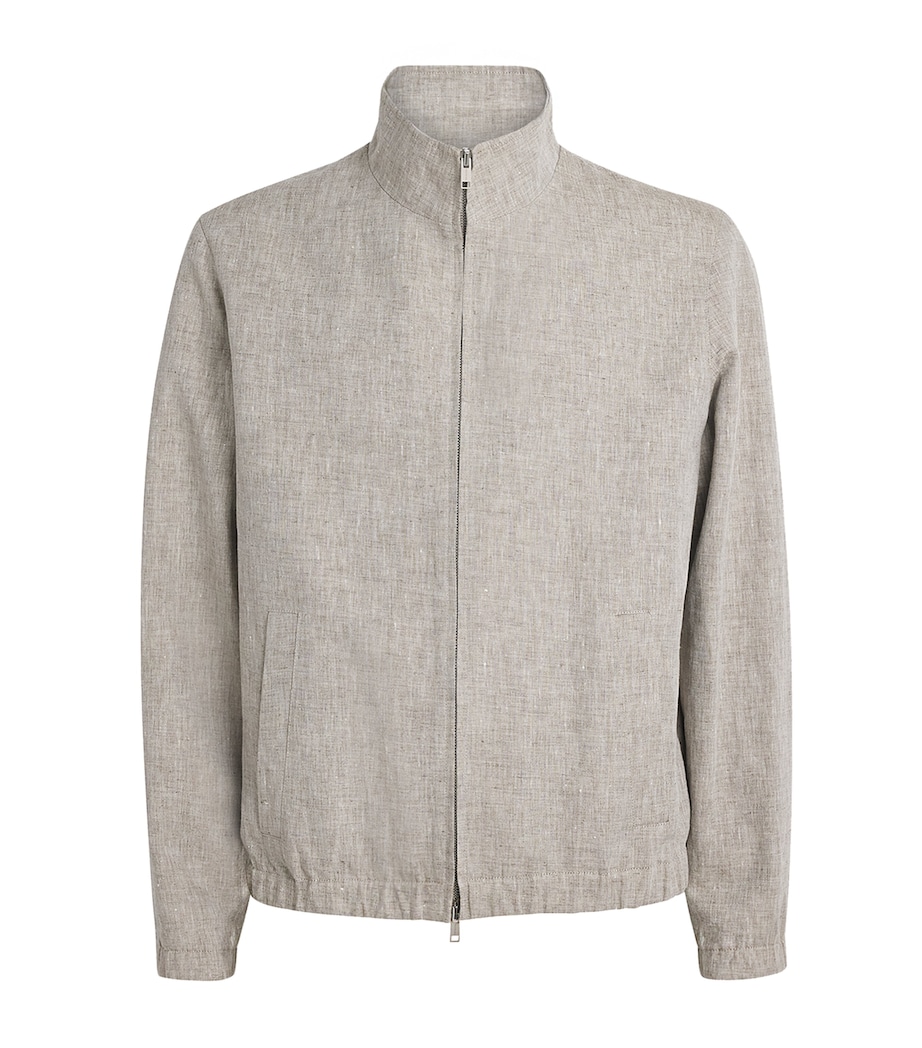 Yves Salomon Mens Linen Zip-Up Jacket Lin Image 1