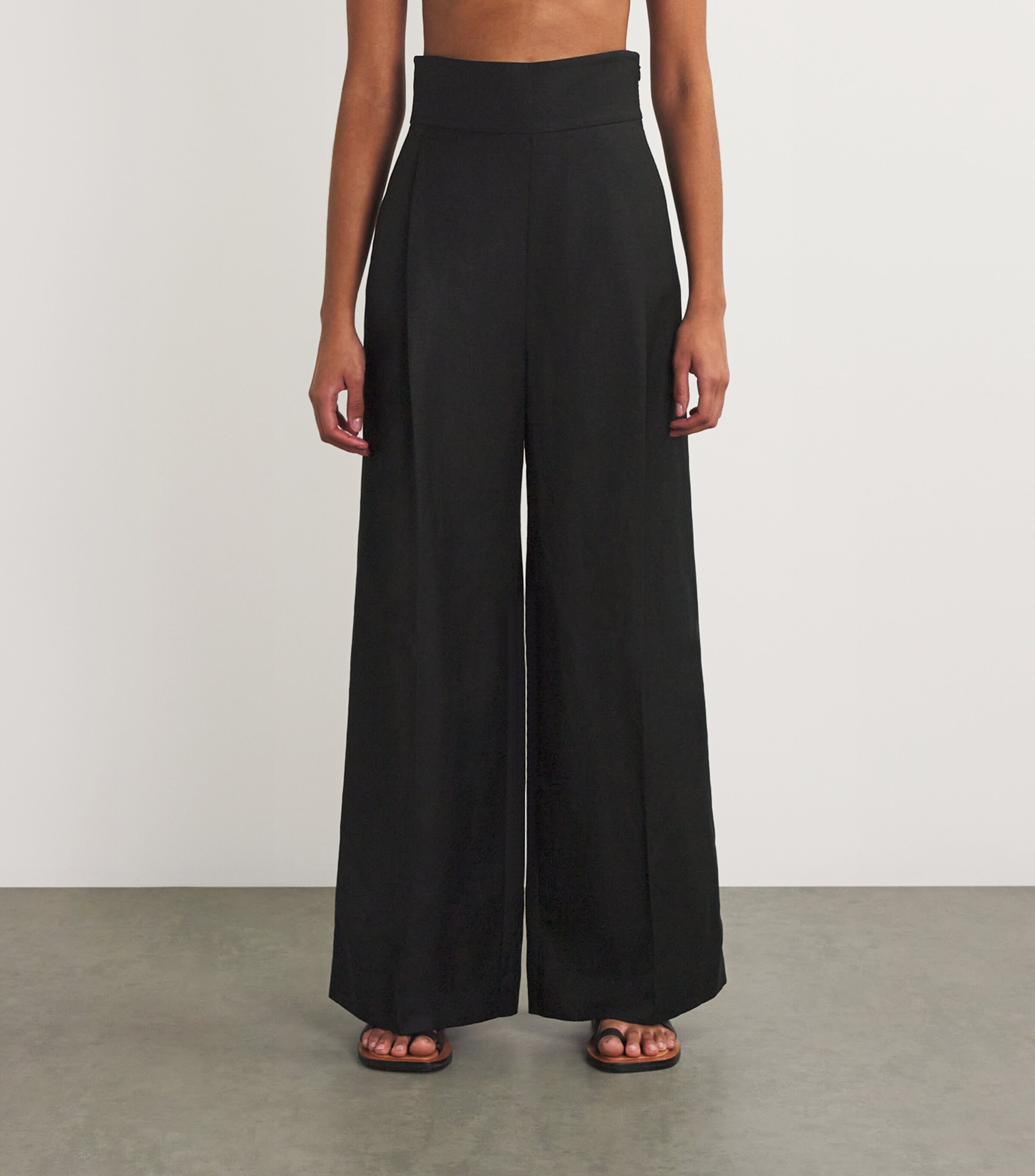 Linen-Blend Oversized Serene Trousers DBLKBLACK Image 3