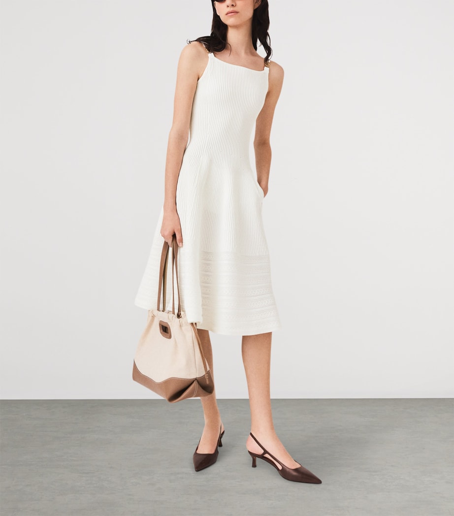Maje Womens Embellished Knit Midi Dress White Image 5