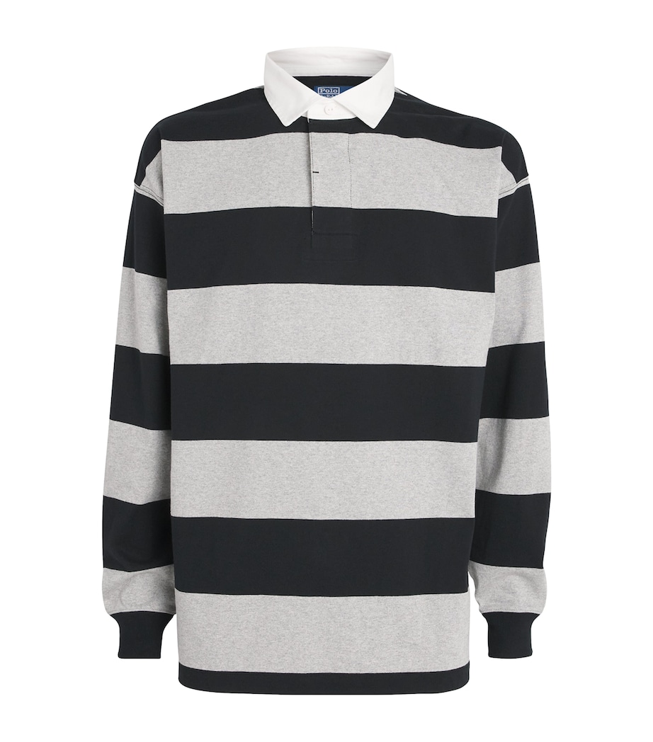 Cotton Stripe Big Fit Rugby Shirt GREY Image 1