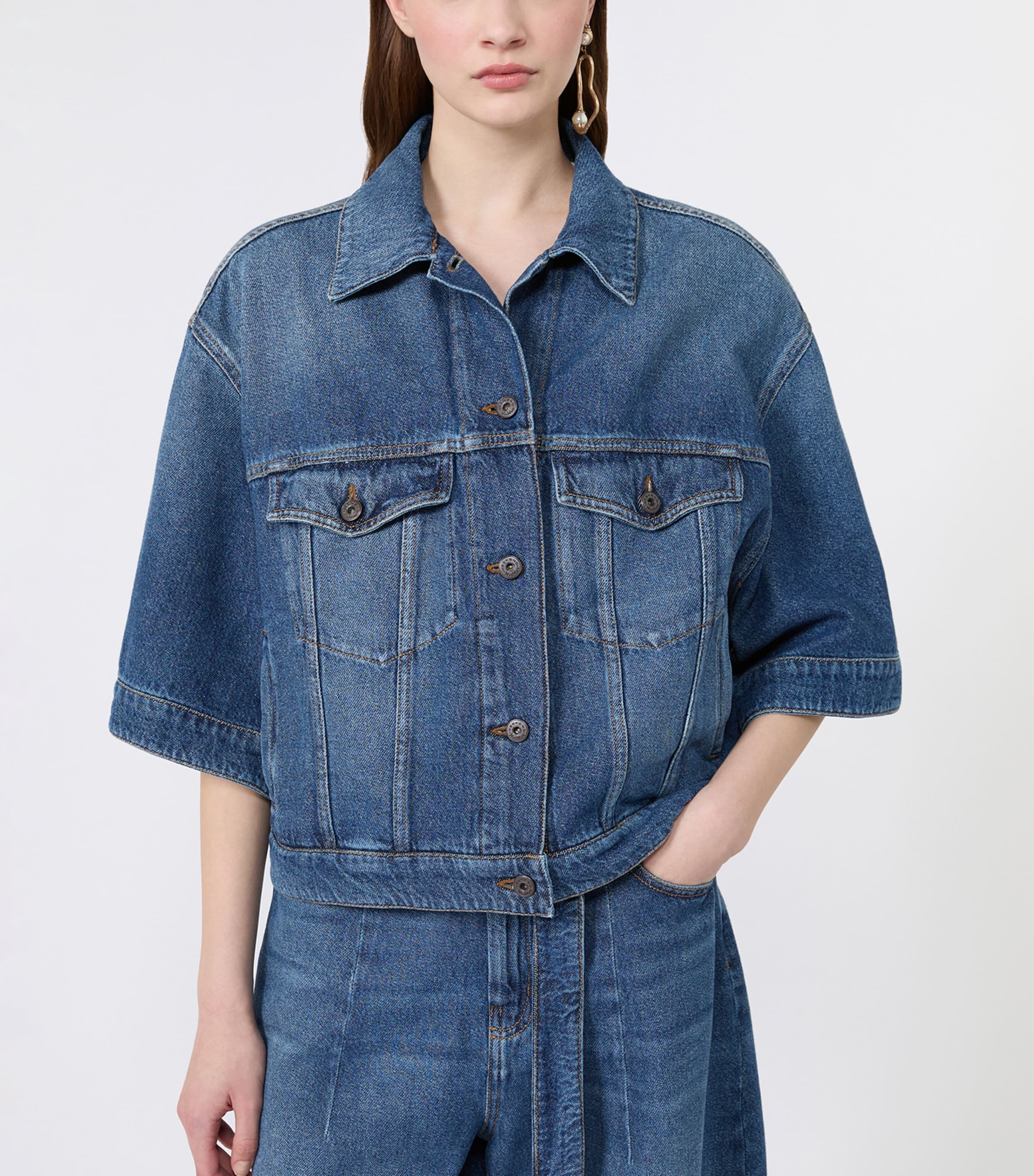 Weekend Max Mara Womens Structured Denim Shirt Navy Image 4