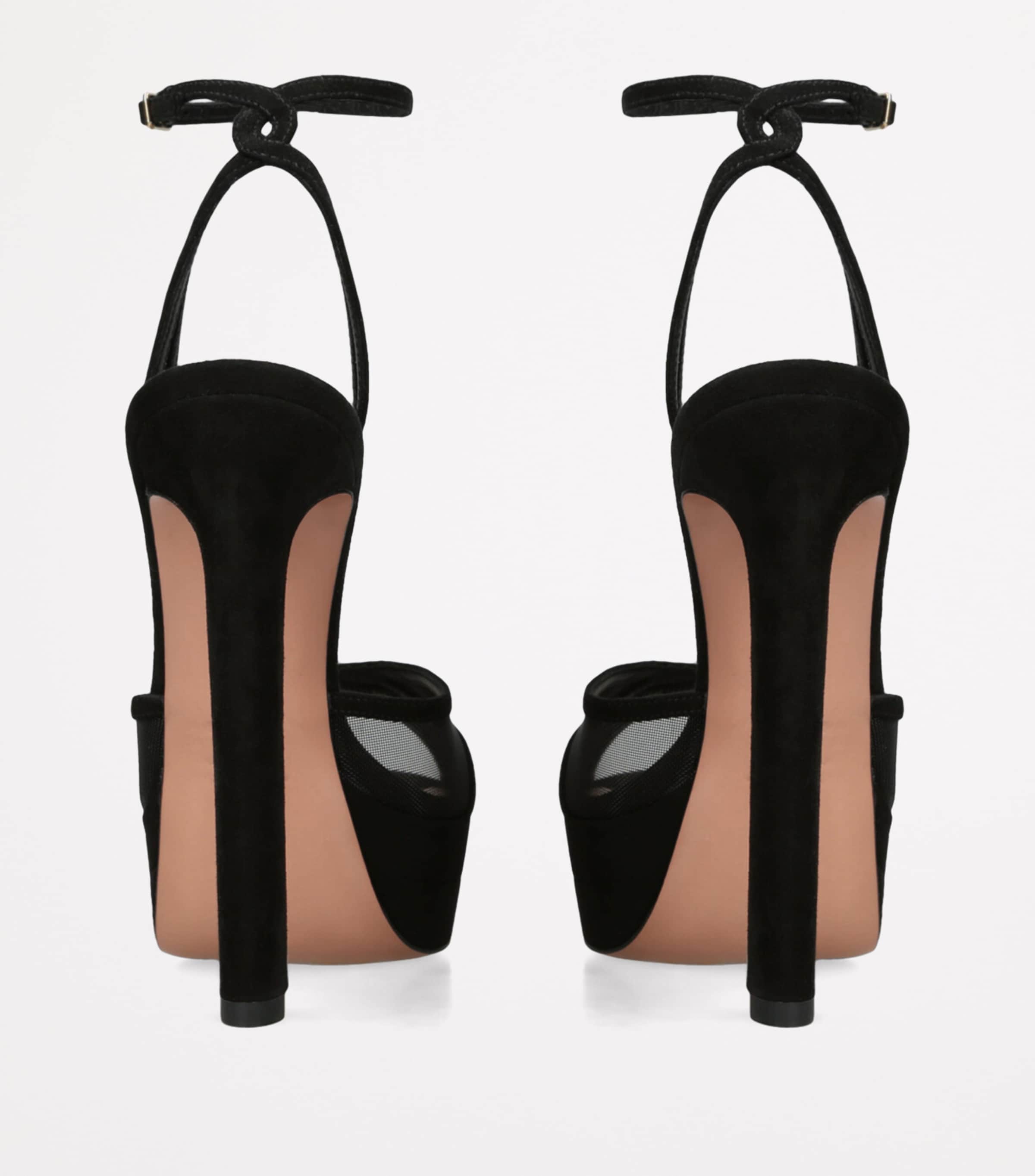 Aquazzura Suede Shear Plateau Platform Sandals 130 Black Image 2