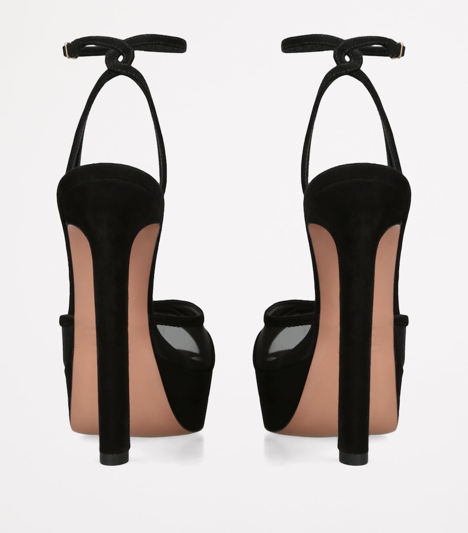 Aquazzura Suede Shear Plateau Platform Sandals 130 Black Image 2