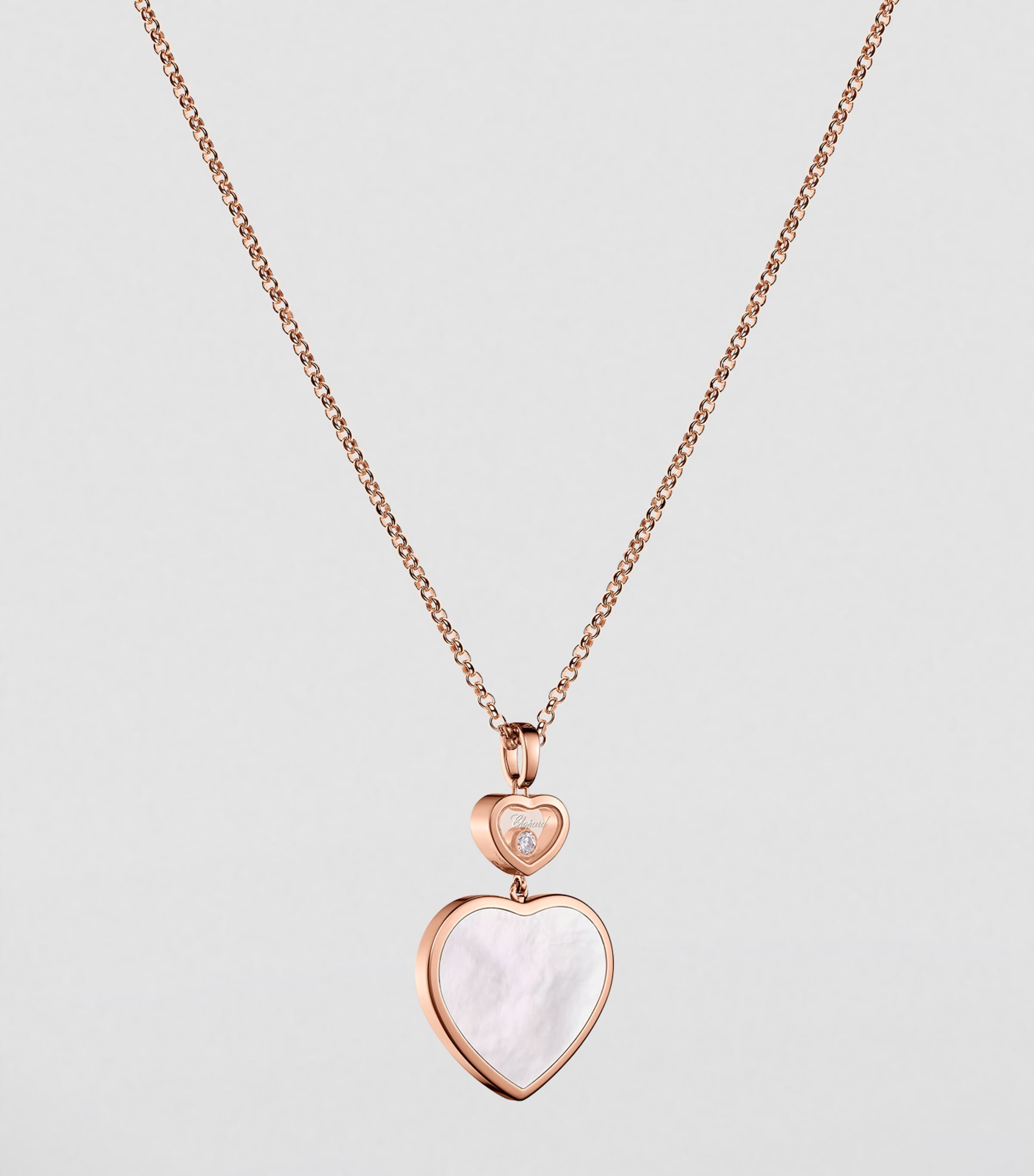 Rose Gold, Diamond and Mother-of-Pearl Happy Hearts Pendant Necklace 18K ROSE GOLD Image 2