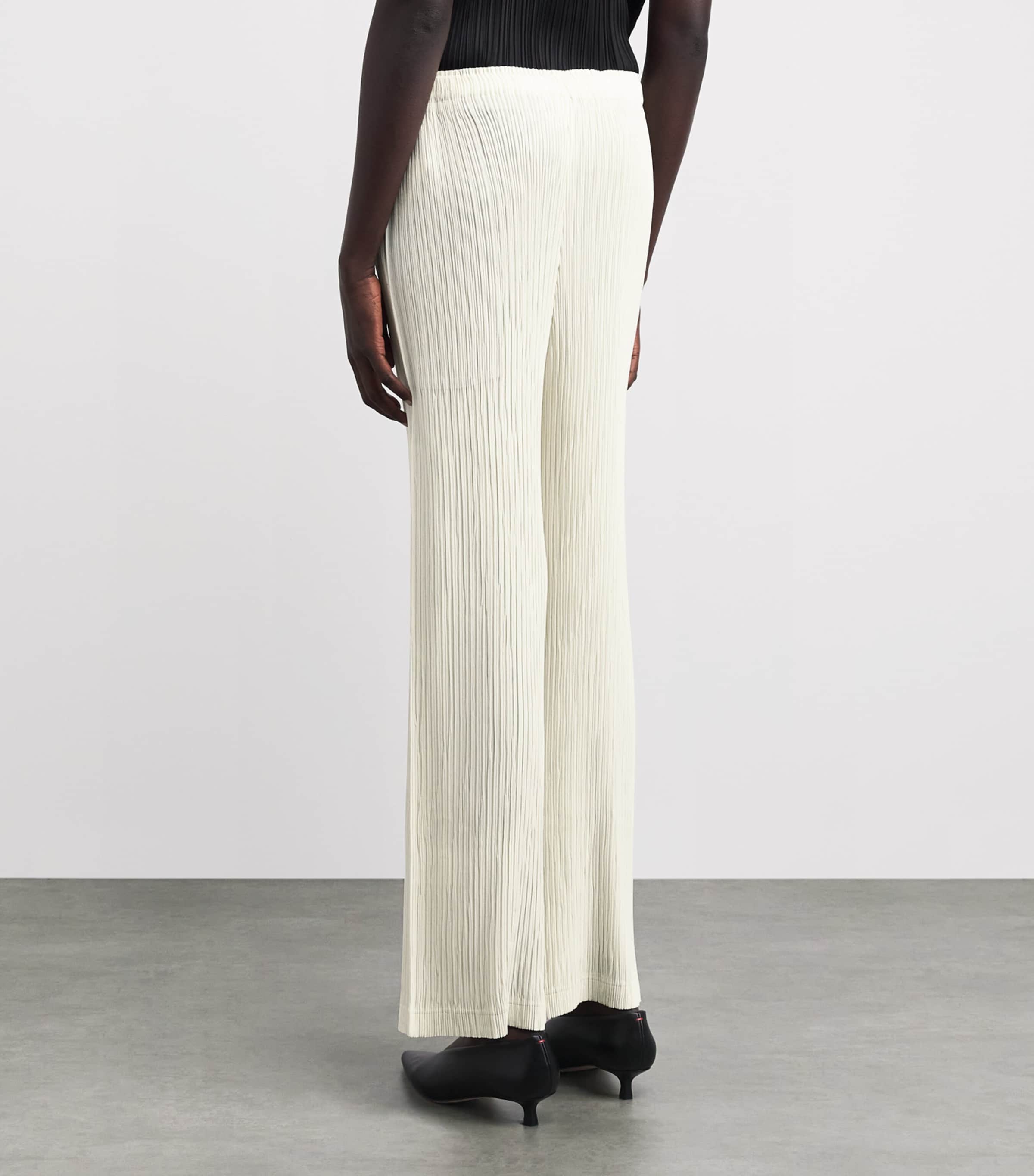 Issey Miyake Womens Hatching Pleats Straight Leg Trousers Off White Image 5