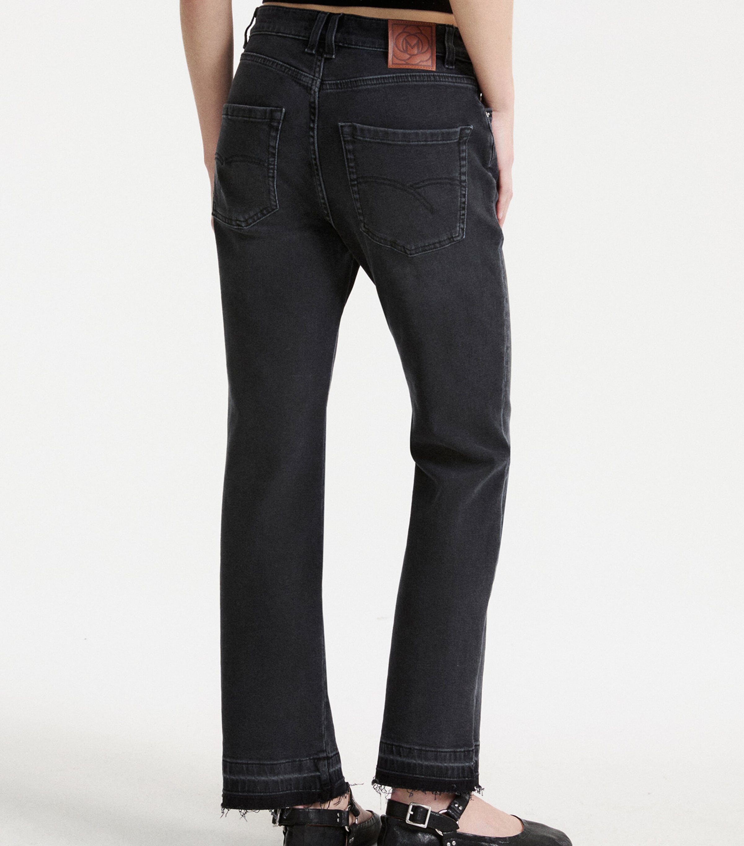 Marella Womens Mid-Rise Flared Jeans Black Image 3